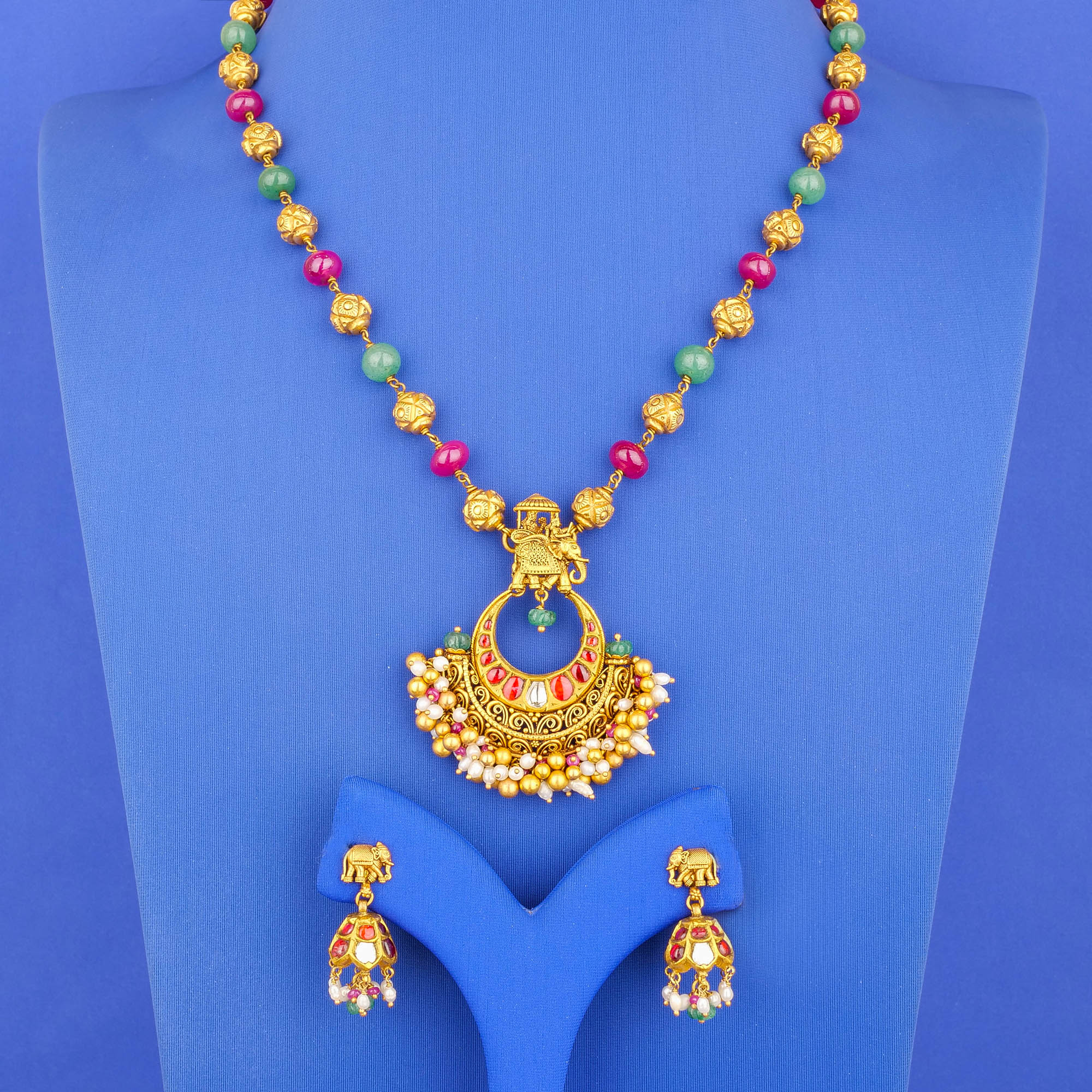 22K 'Antique' Polki Diamond NE Set