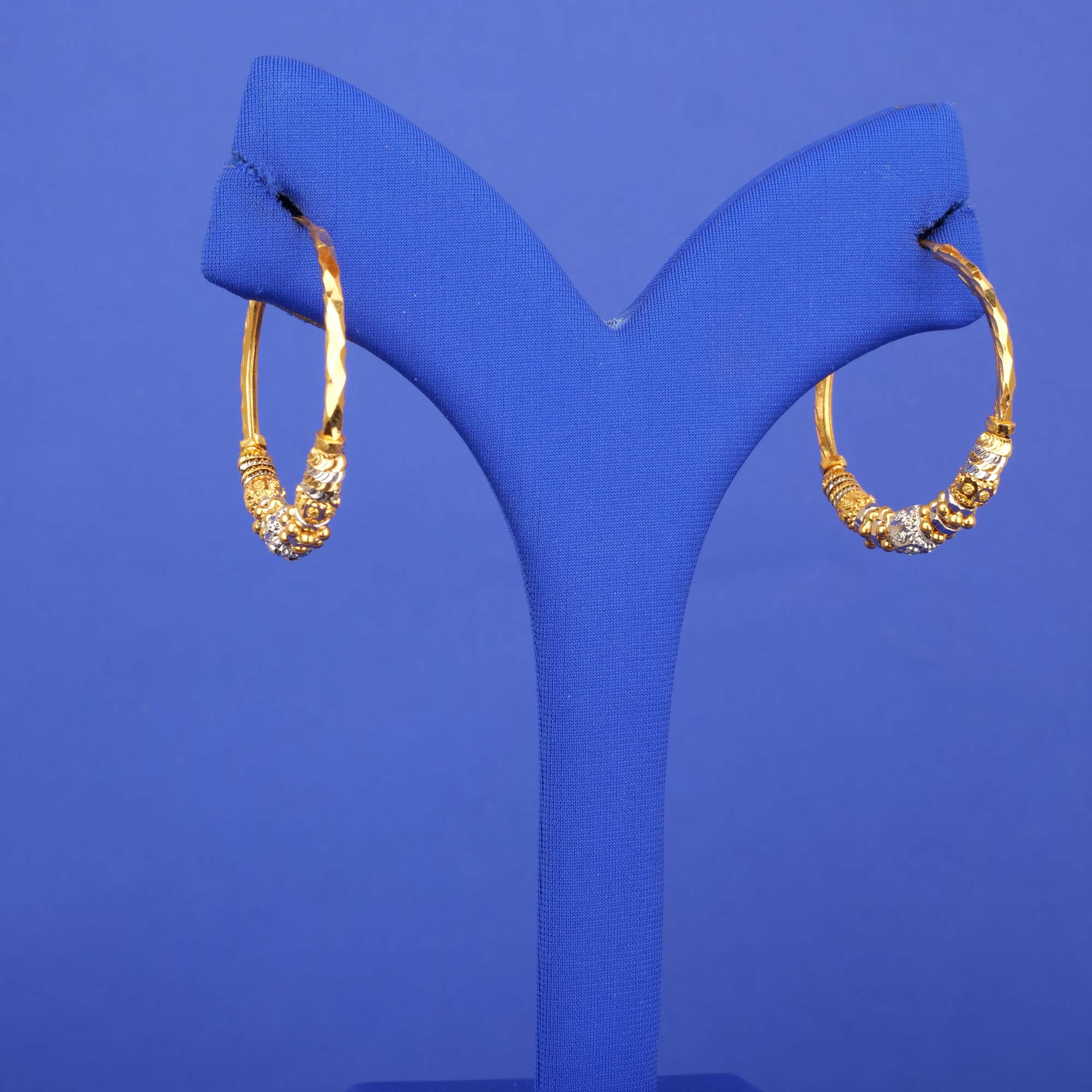 22K Two-Tone Gold Bali Earrings