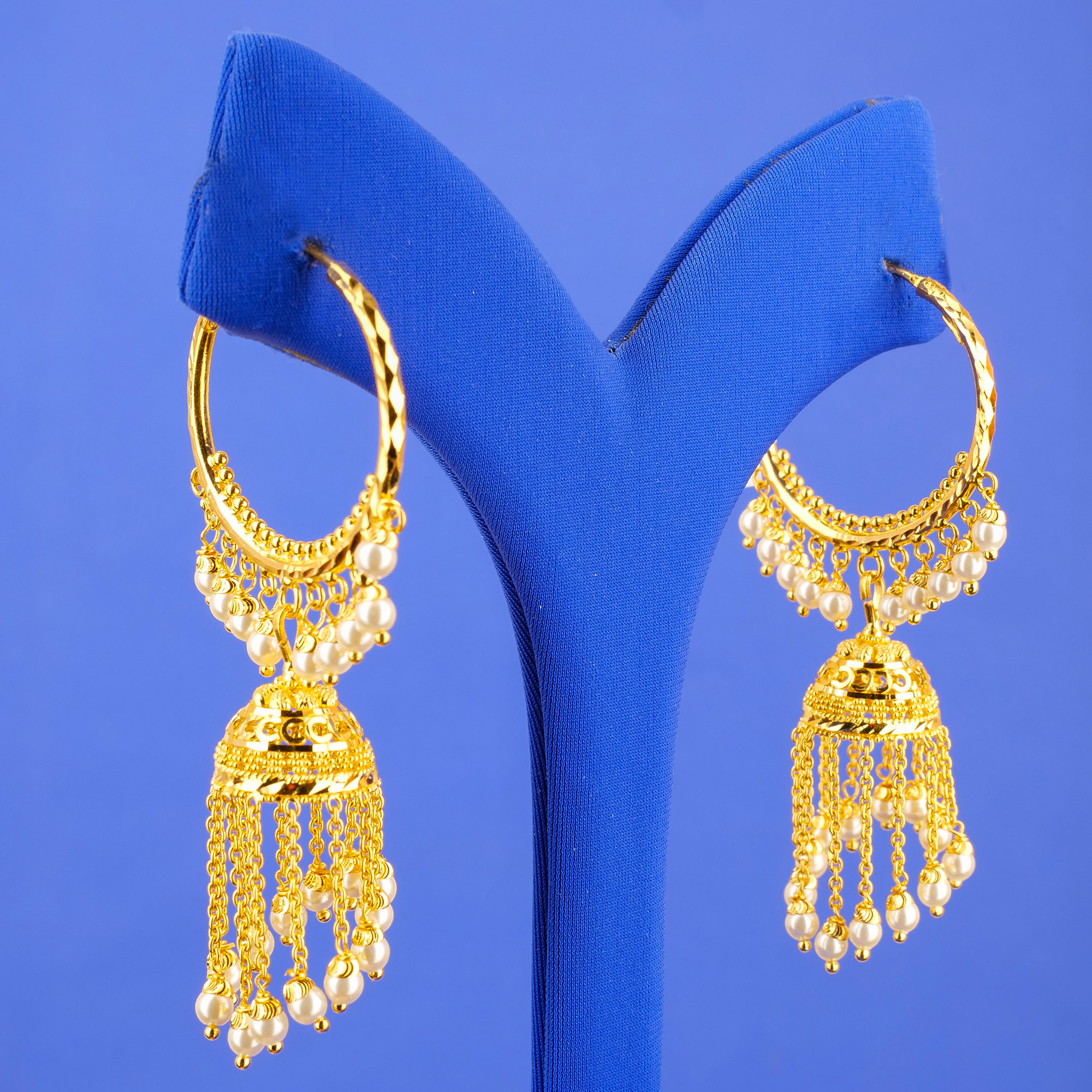 22K Gold Pearl 'Jhumka' Bali Earrings