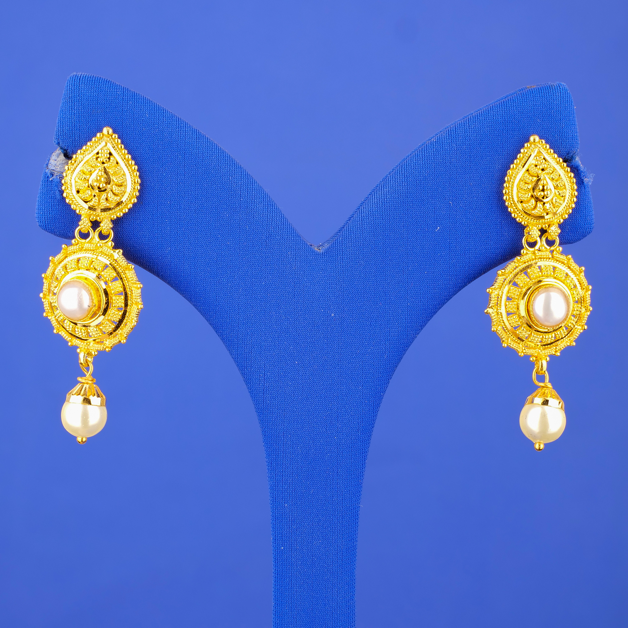 22K Gold Pearl Earrings