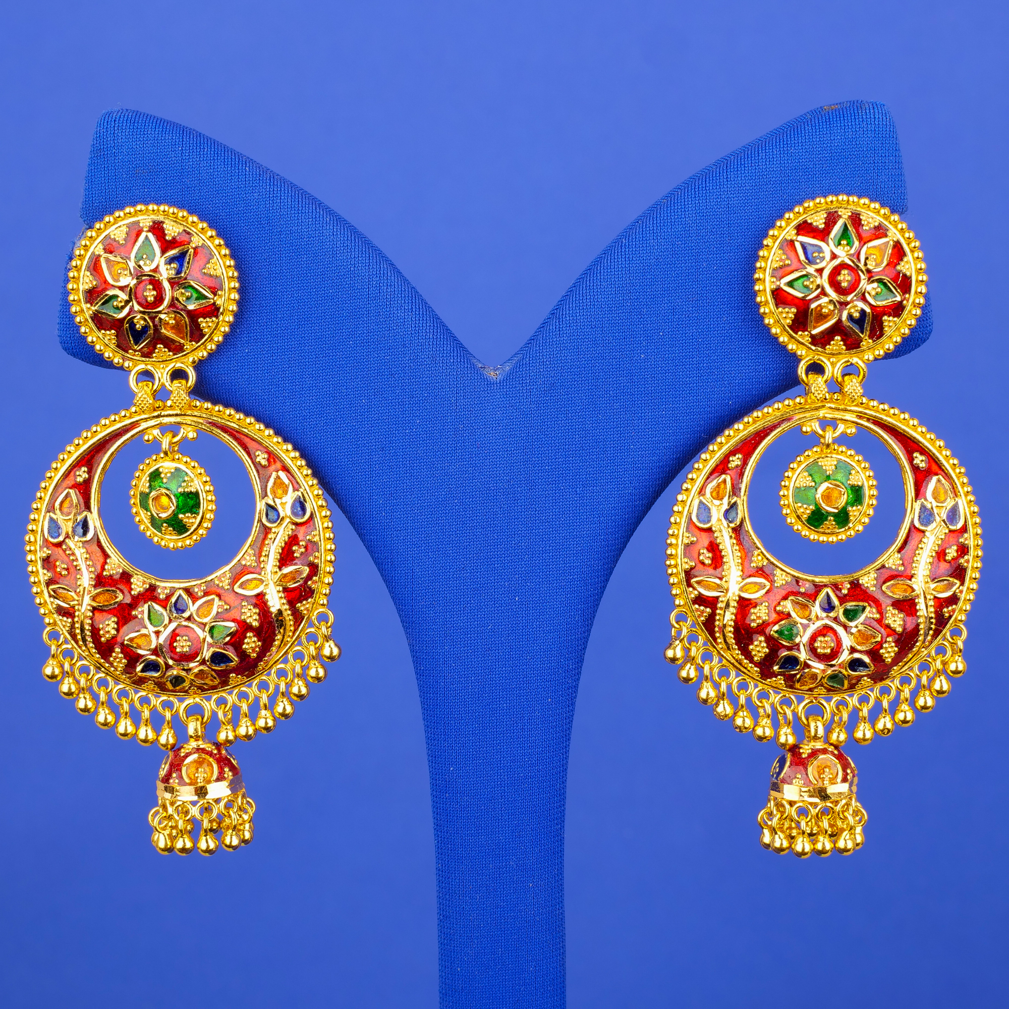 22K Gold Minakari Earrings