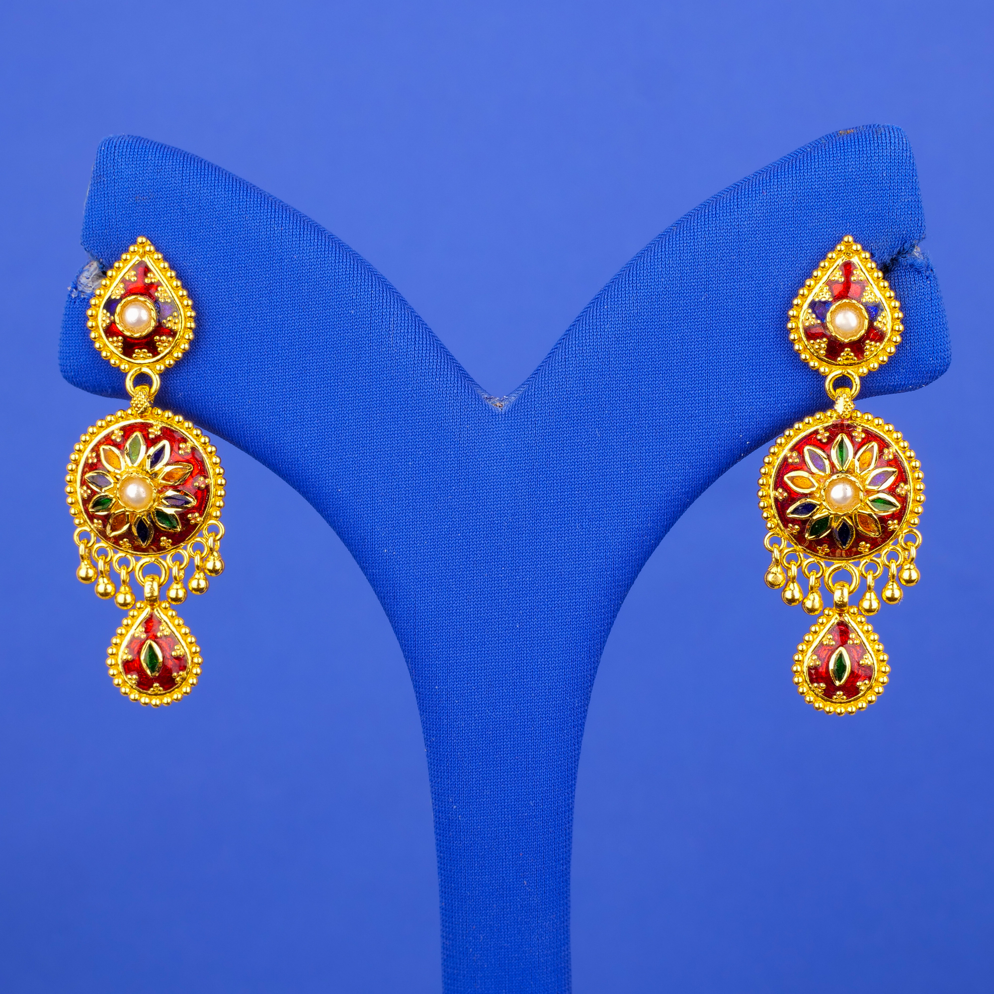 22K Gold Minakari Earrings