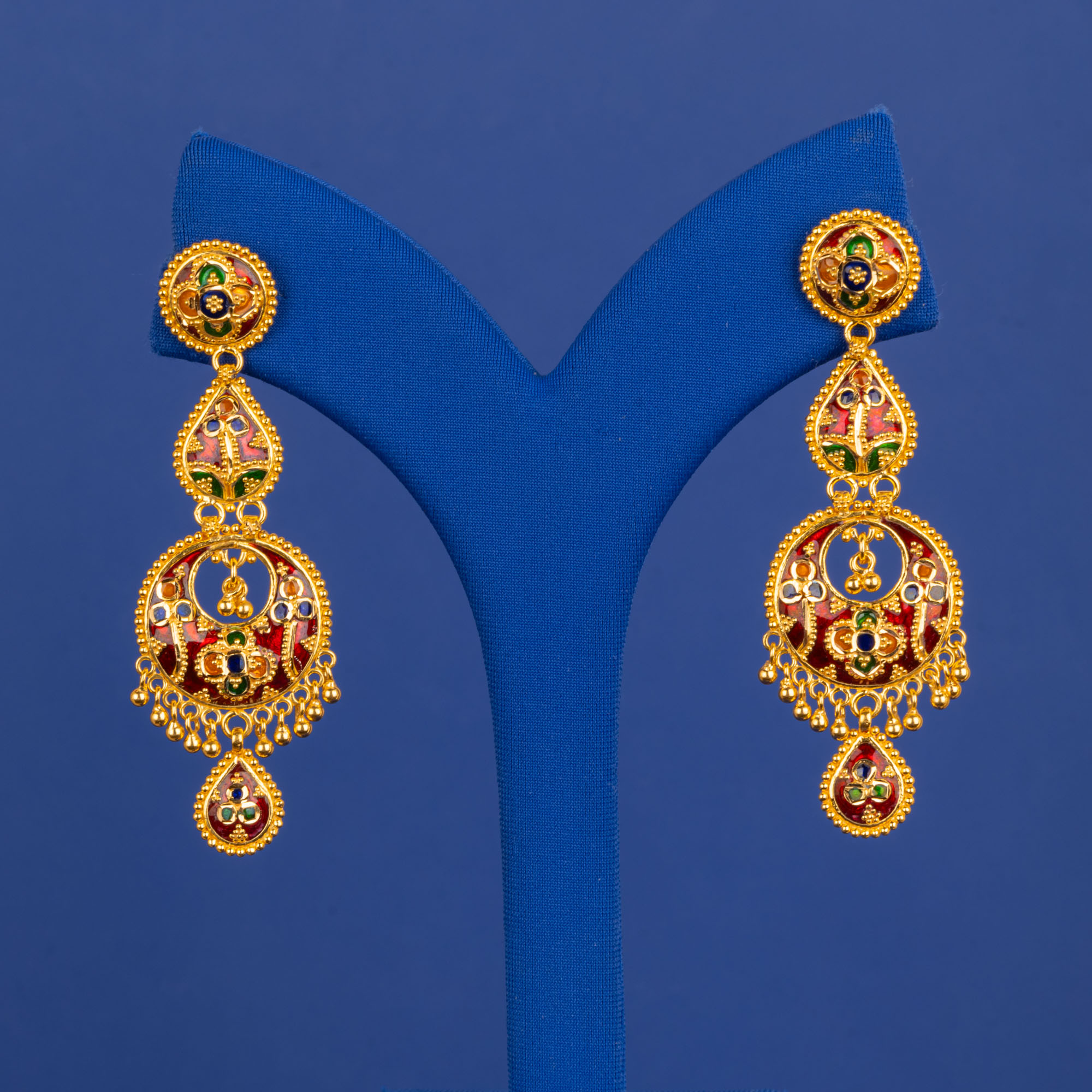 22K Gold Minakari Earrings