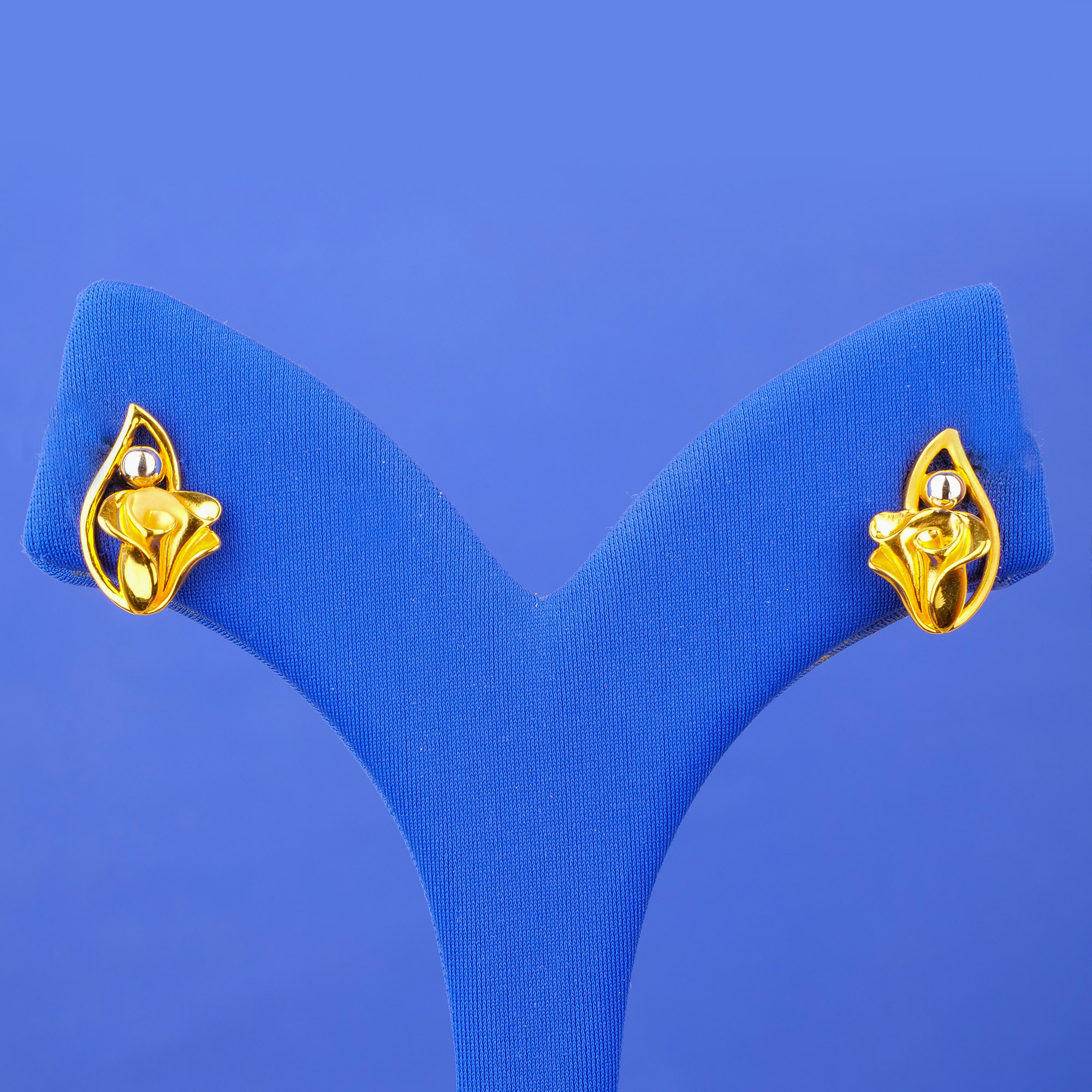 22K Two-Tone Gold Earrings