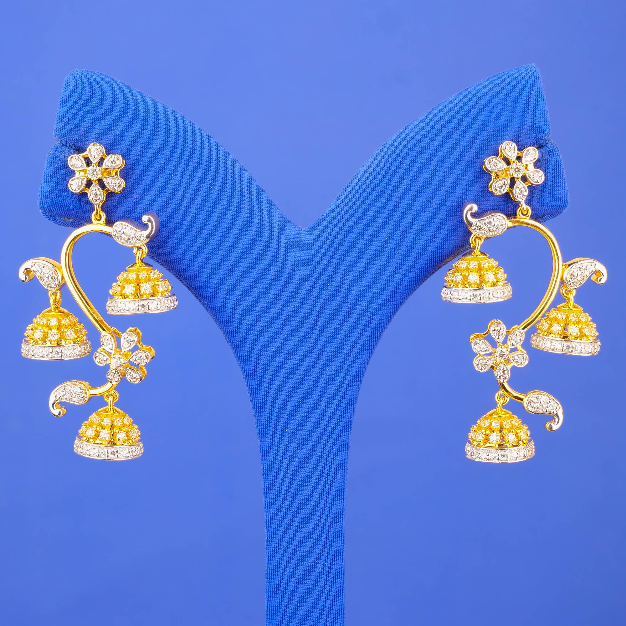 22K Gold CZ 'Jhumka' Earrings