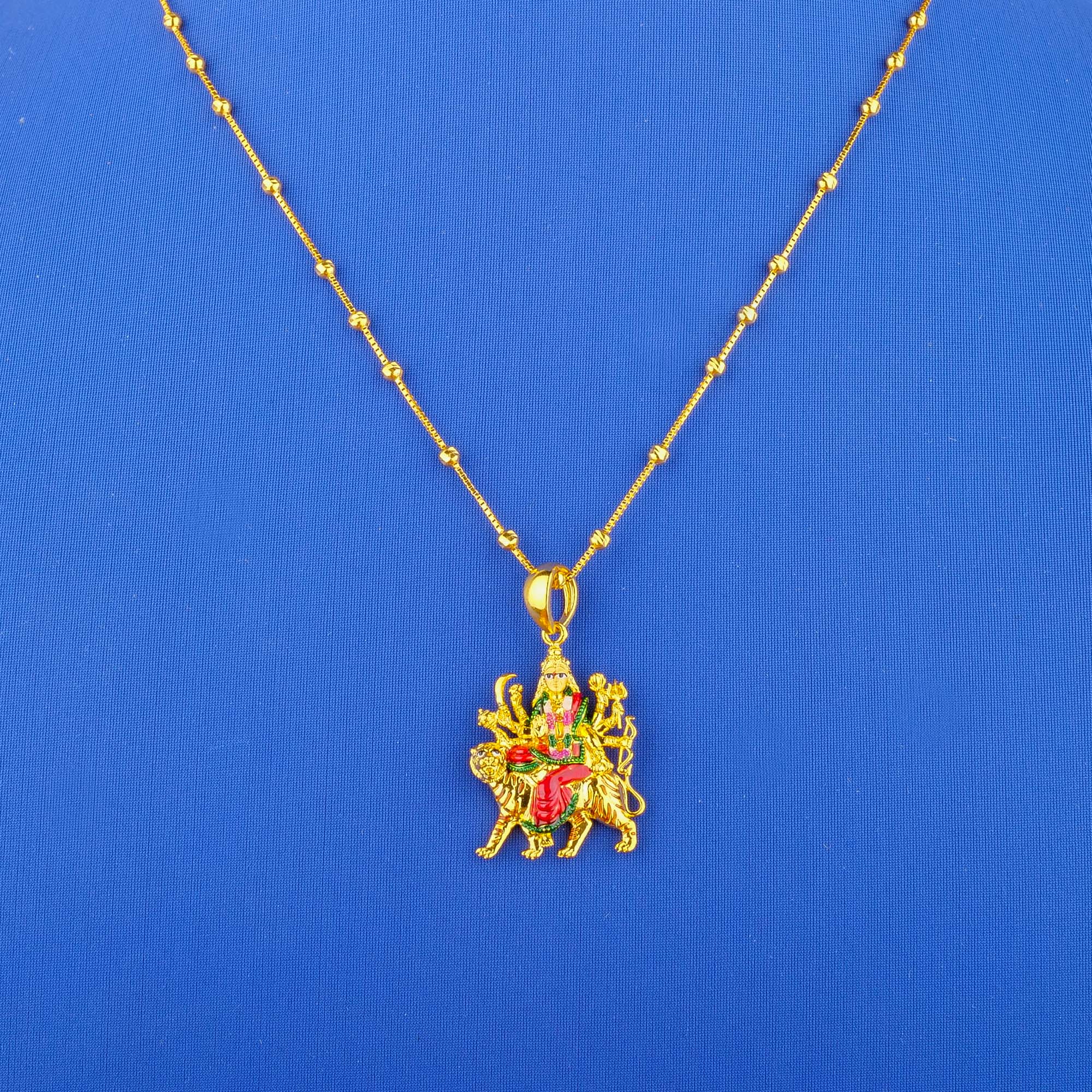 22K Minakari 'Durgaji' Gold Pendant (chain not included)