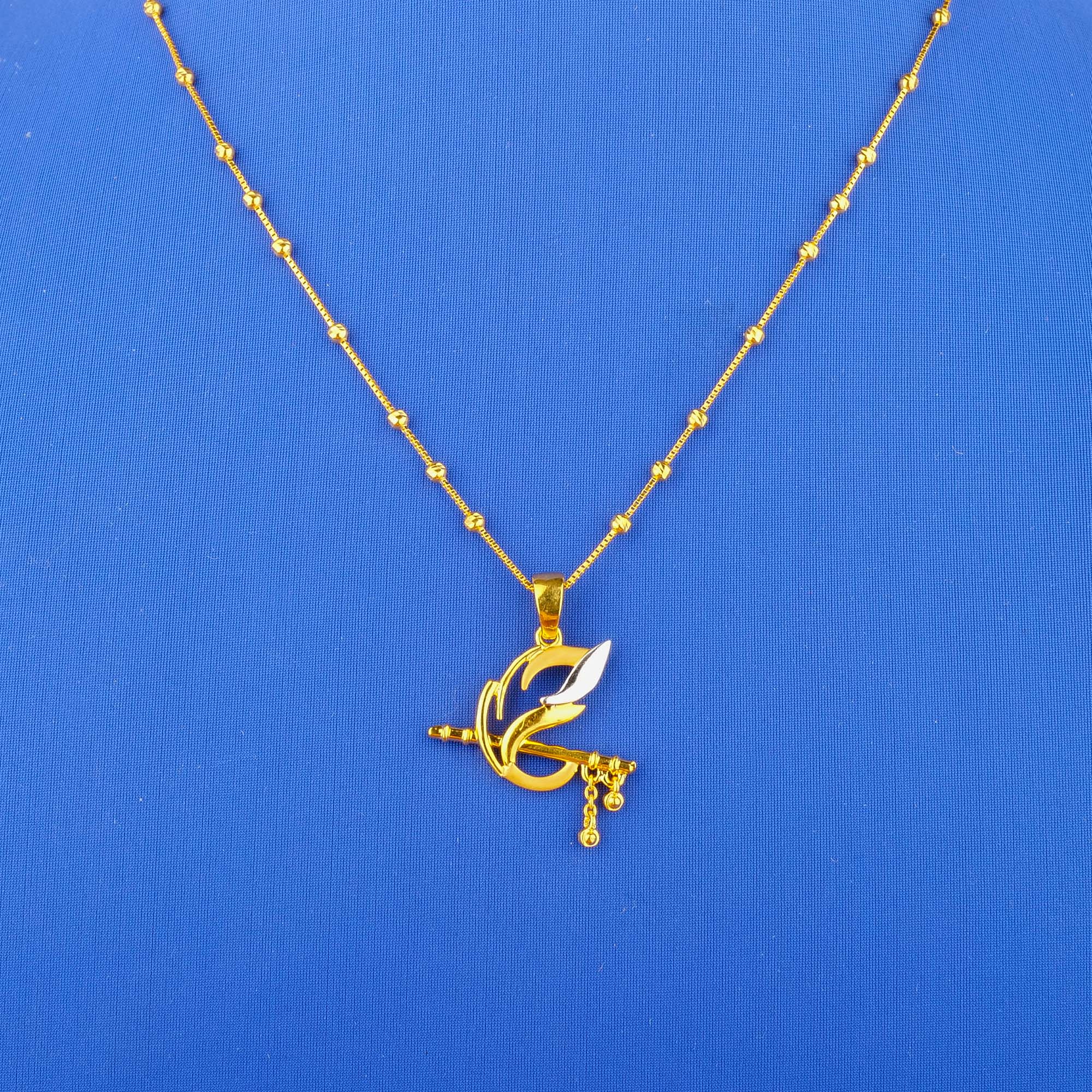 22K Two-Tone 'Bansuri' Gold Pendant (chain not included)