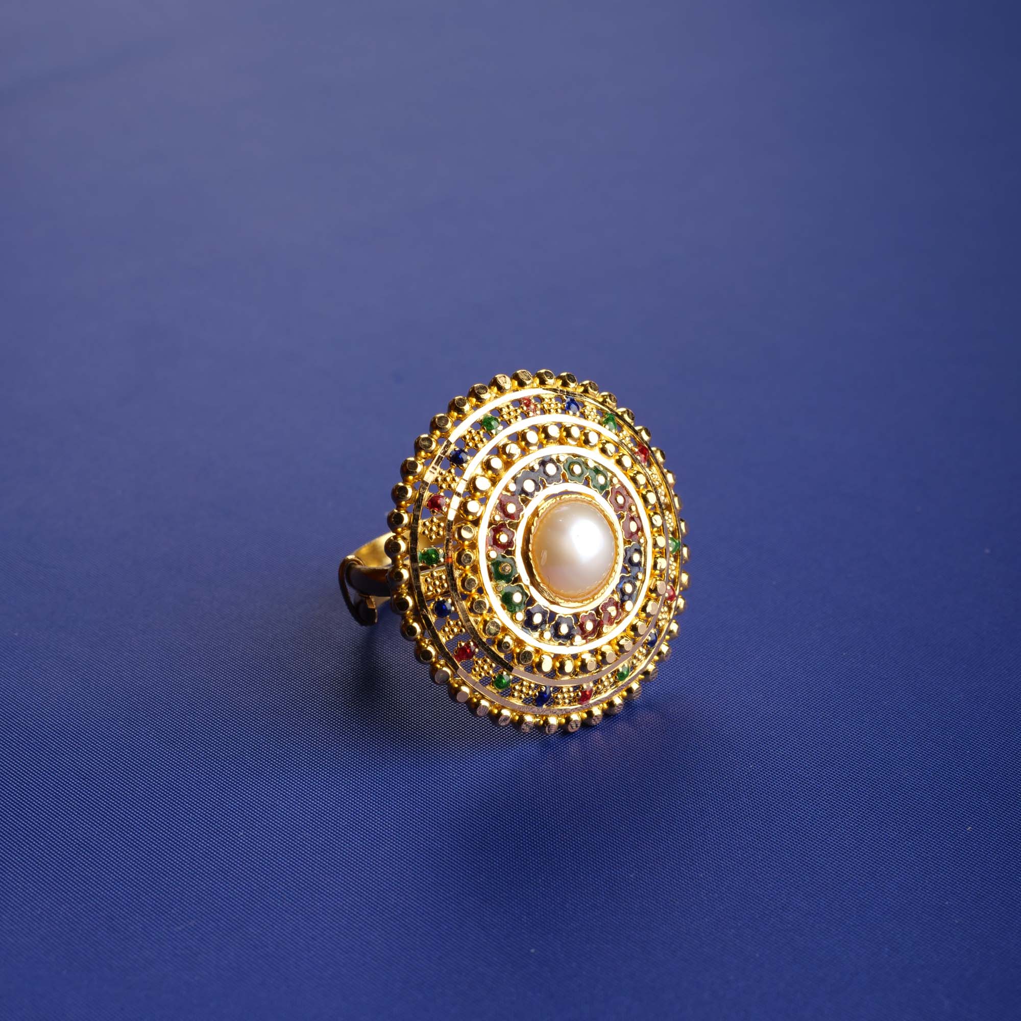 Enchanted Garden: 22K Minakari Pearl Gold Ring