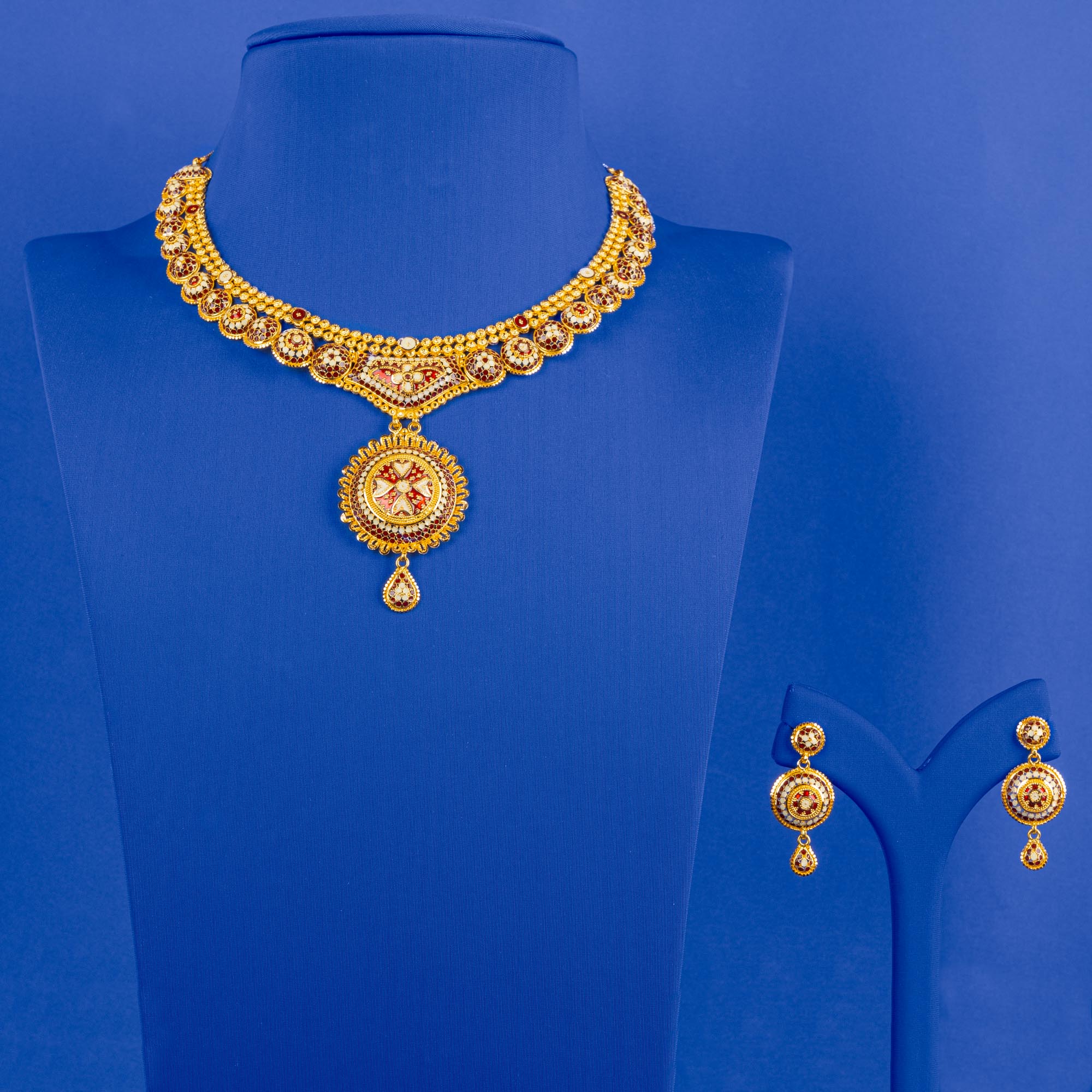 Handmade 22K Gold Minakari Necklace Earrings Set