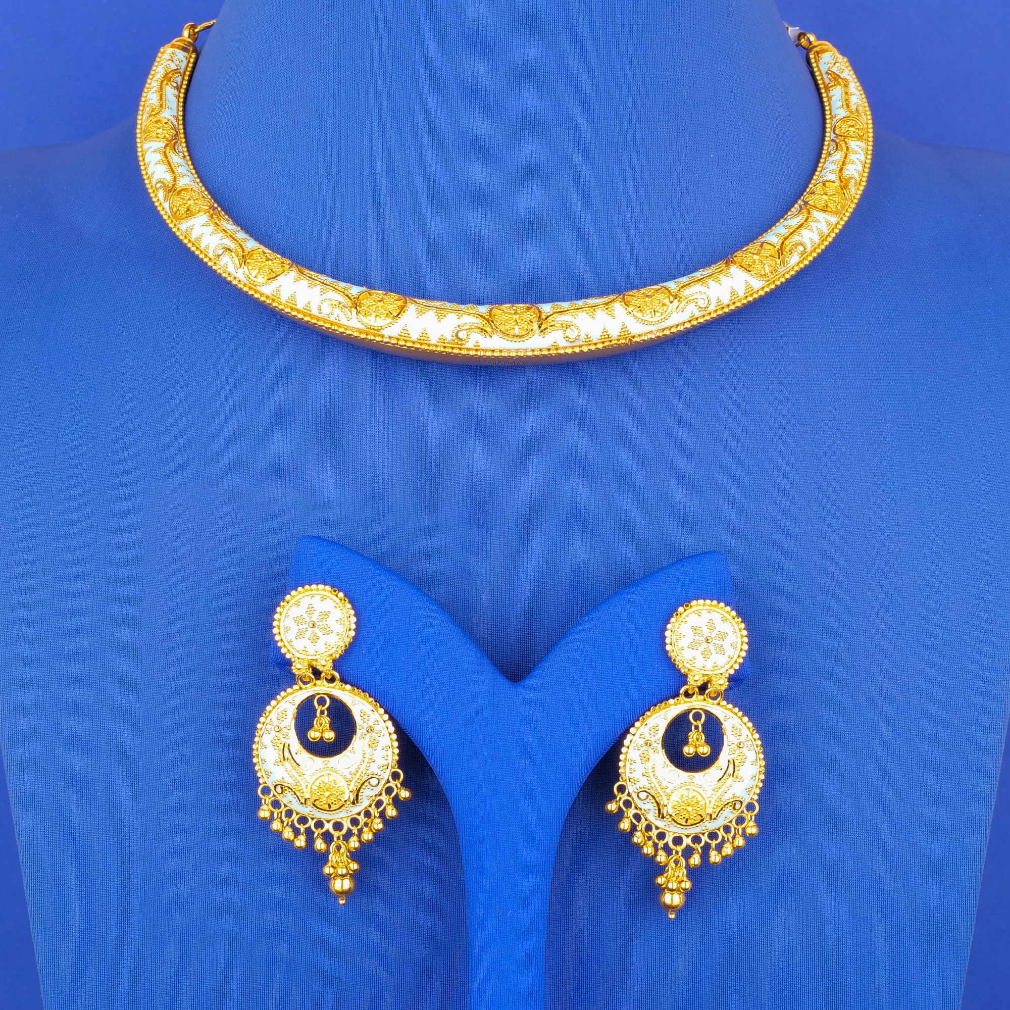 22K Minakari Gold Necklace Earring Set