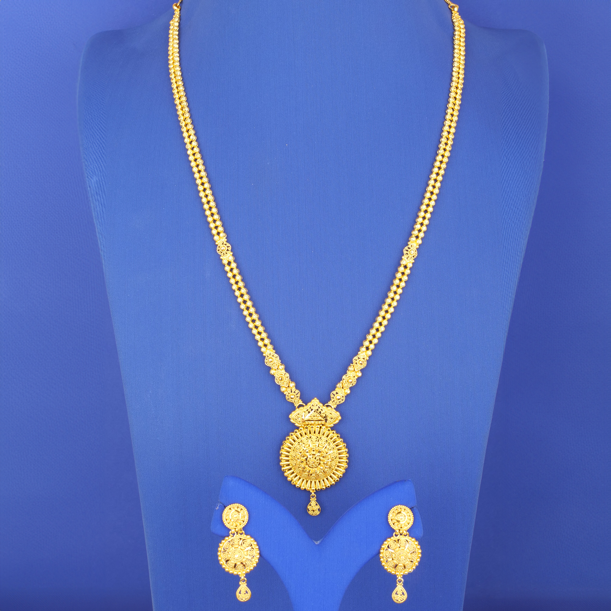 22K Gold Necklace Earring Set