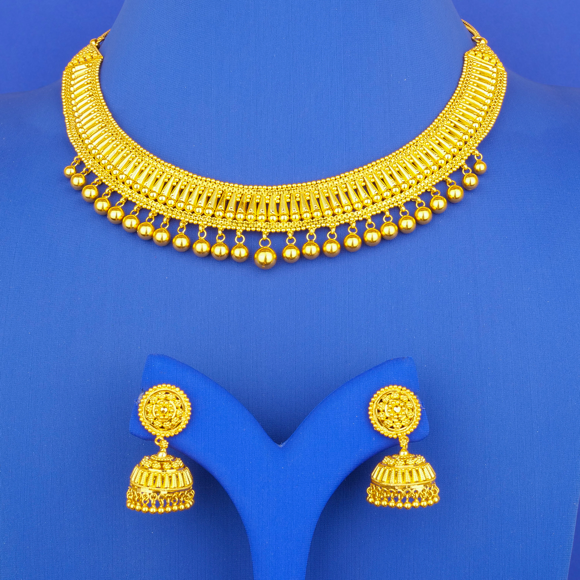 22K Gold Necklace Earring Set