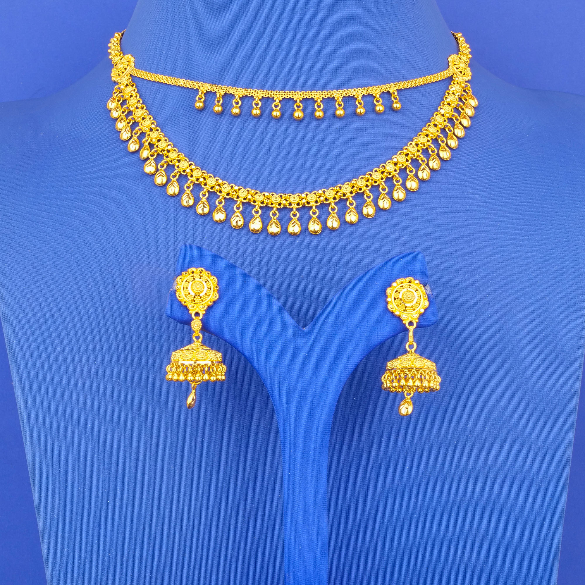 22K Gold Necklace Earring Set