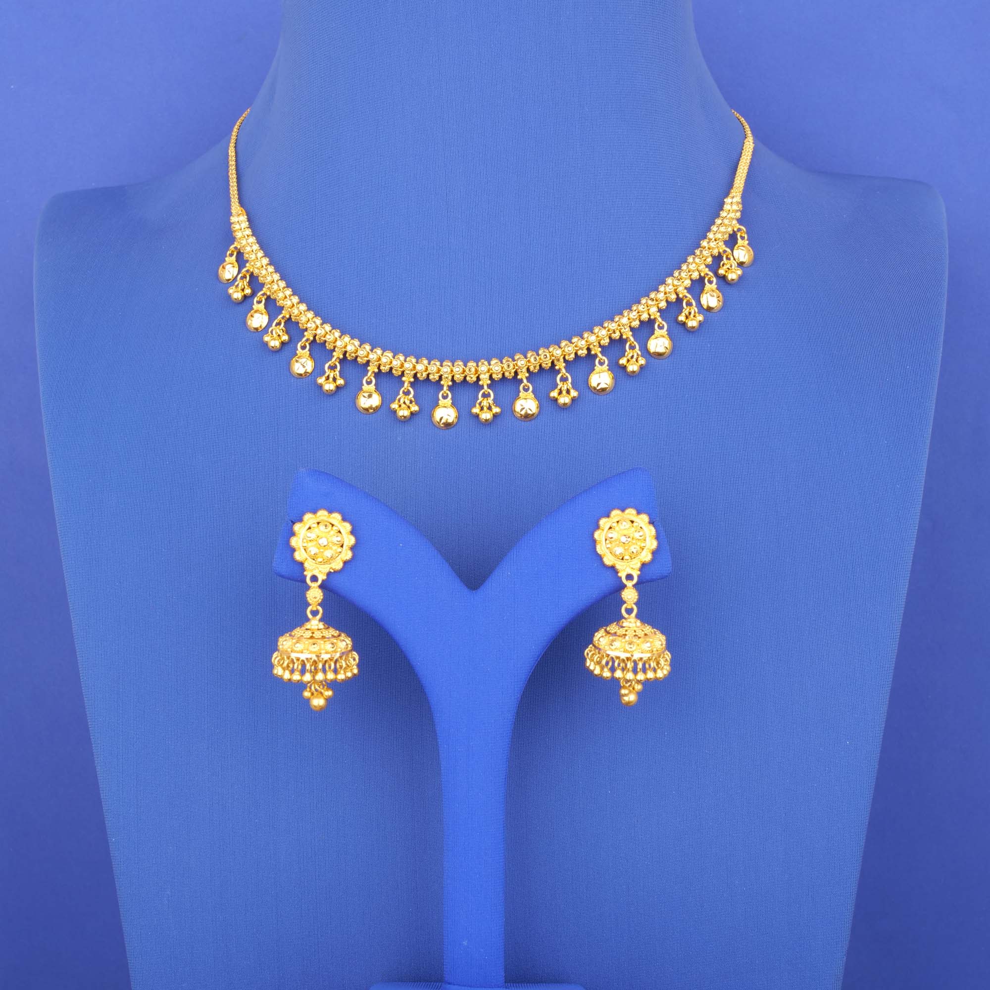 22K Gold Necklace Earring Set