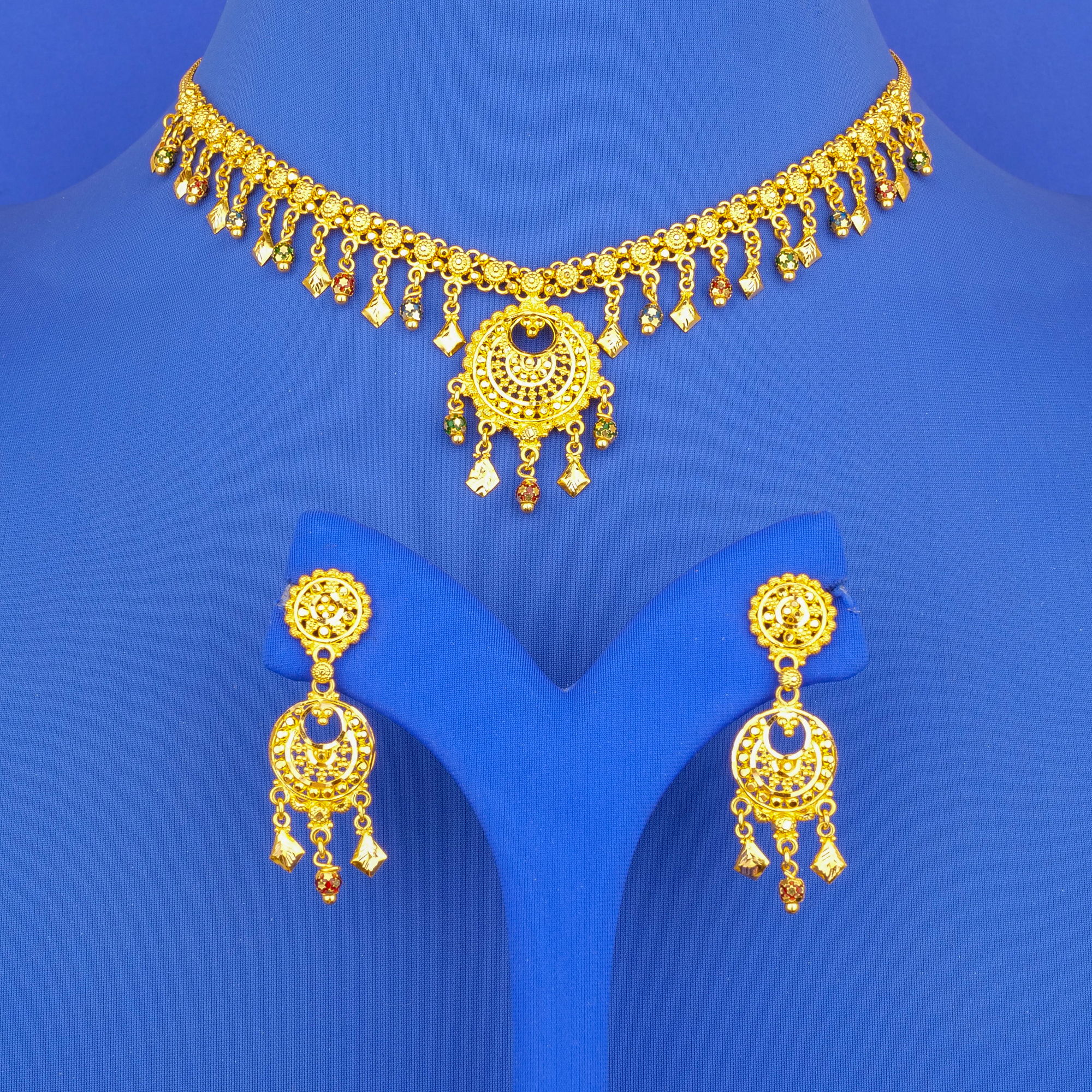 22K Minakari Gold Necklace Earring Set