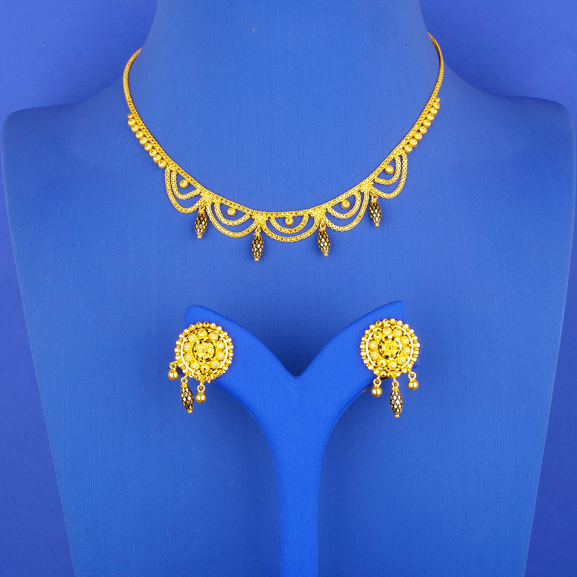 22K Minakari Gold Necklace Earring Set