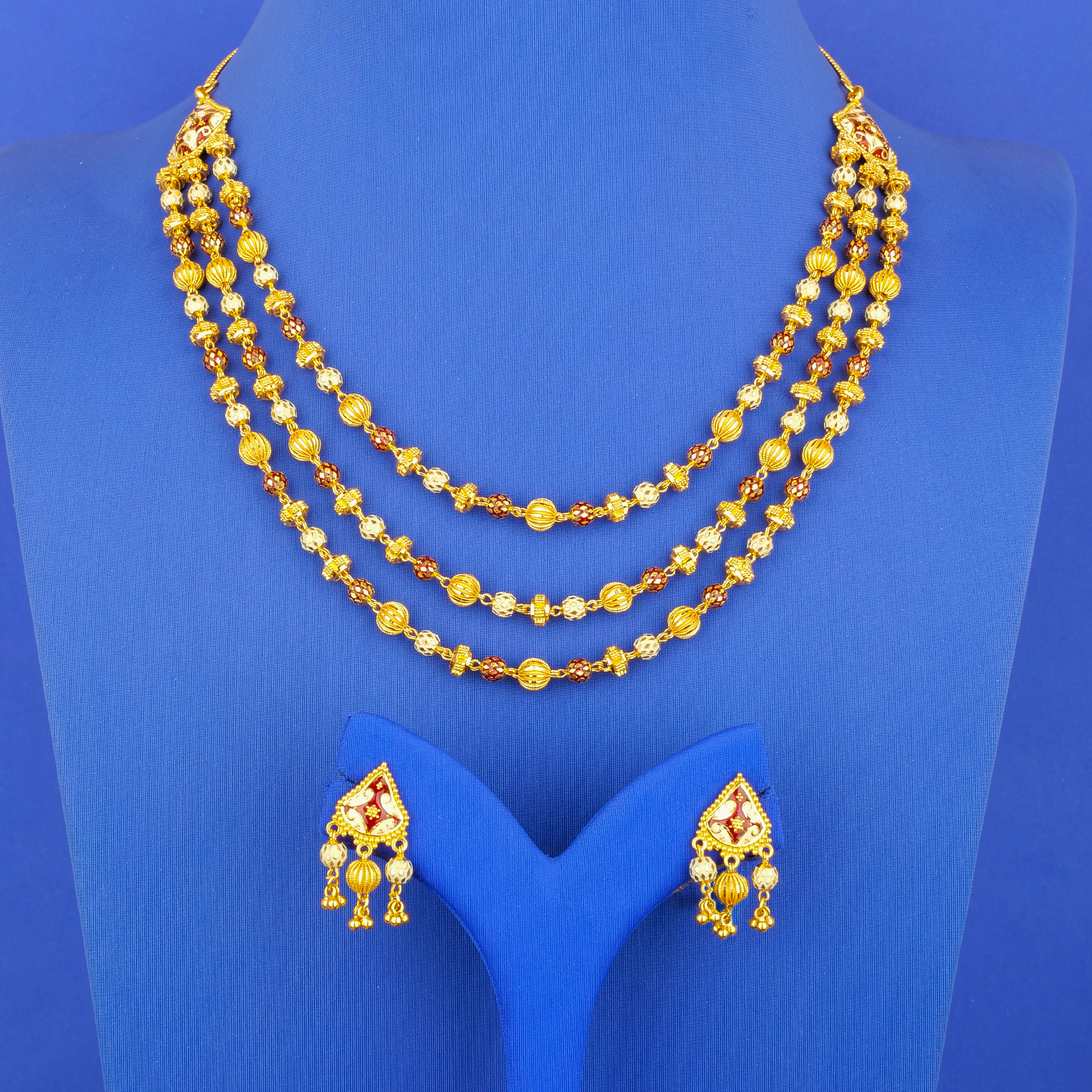 22K Minakari Gold Necklace Earring Set