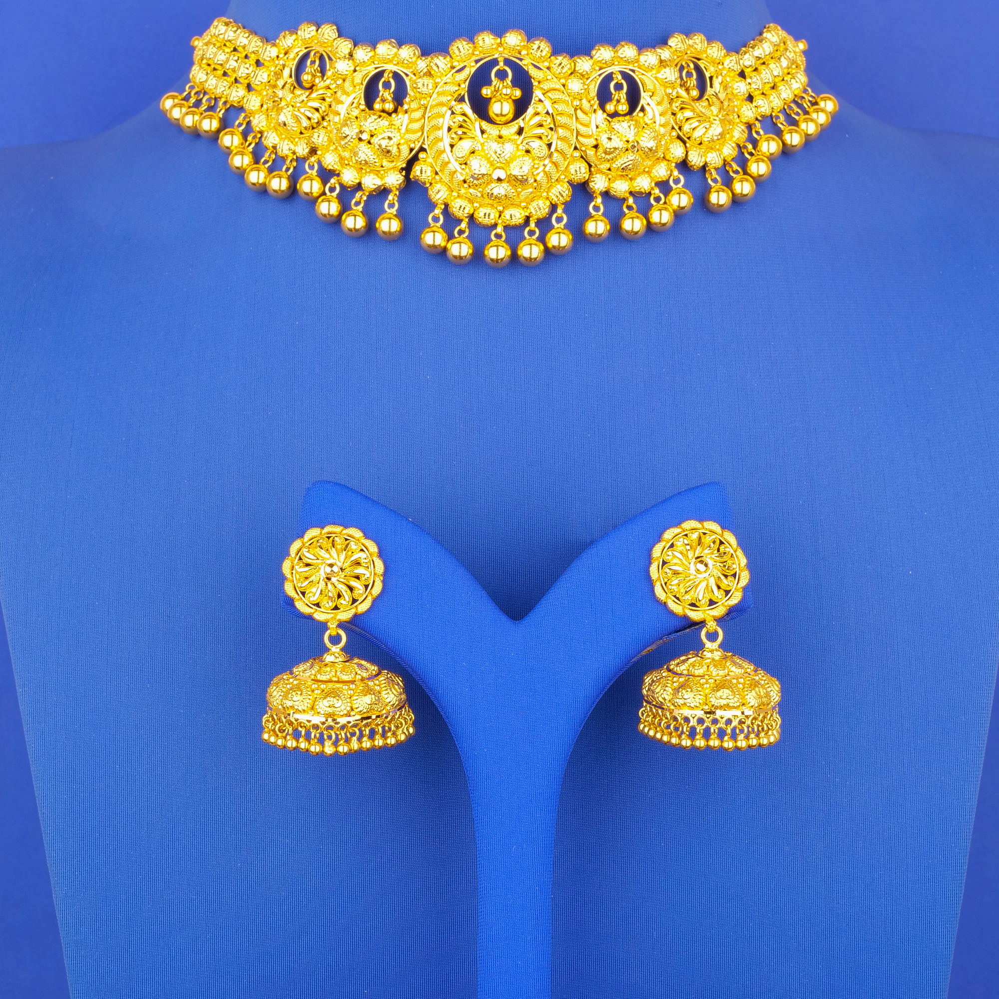 22K Gold Choker/N Earring Set