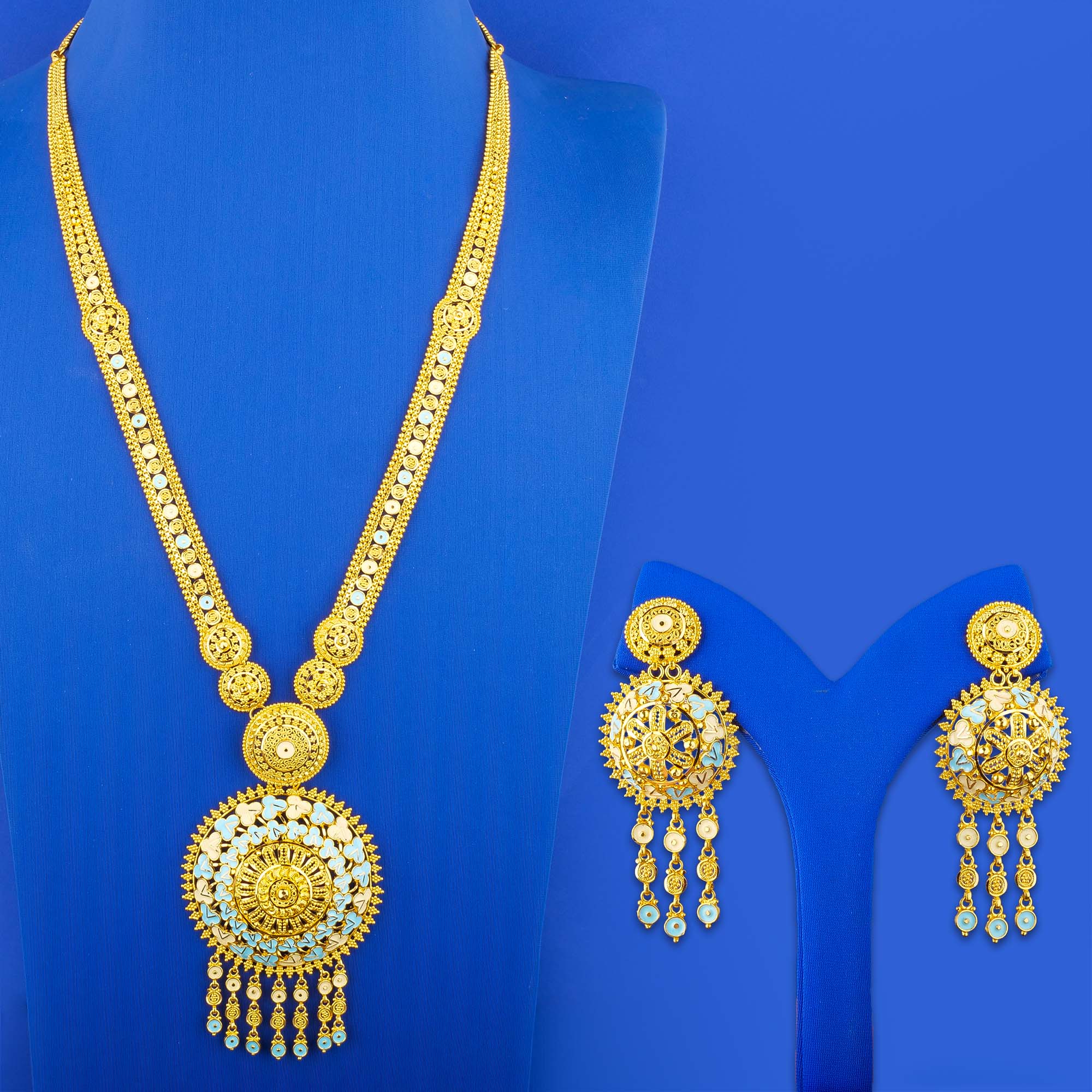 22K Minakari Gold Necklace and Earring Set