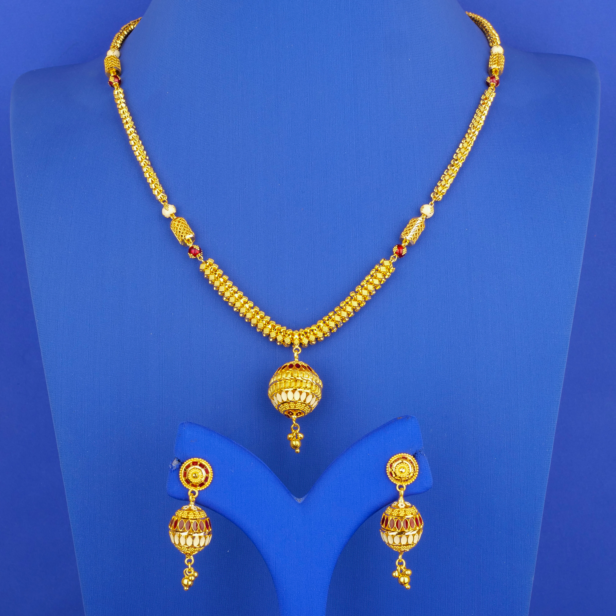 22K Minakari Gold Necklace Earring Set