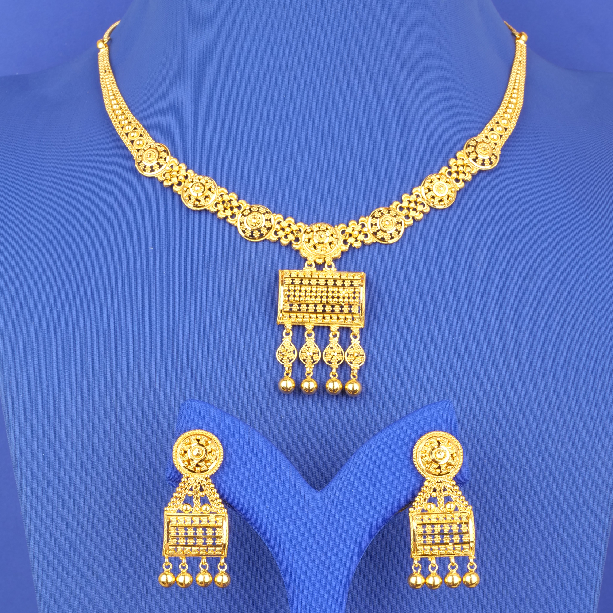 22K Gold Necklace Earring Set