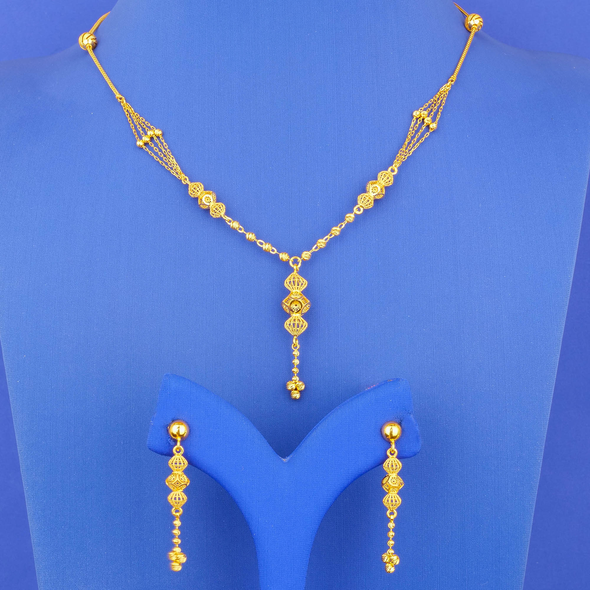 22K Gold Necklace Earring Set