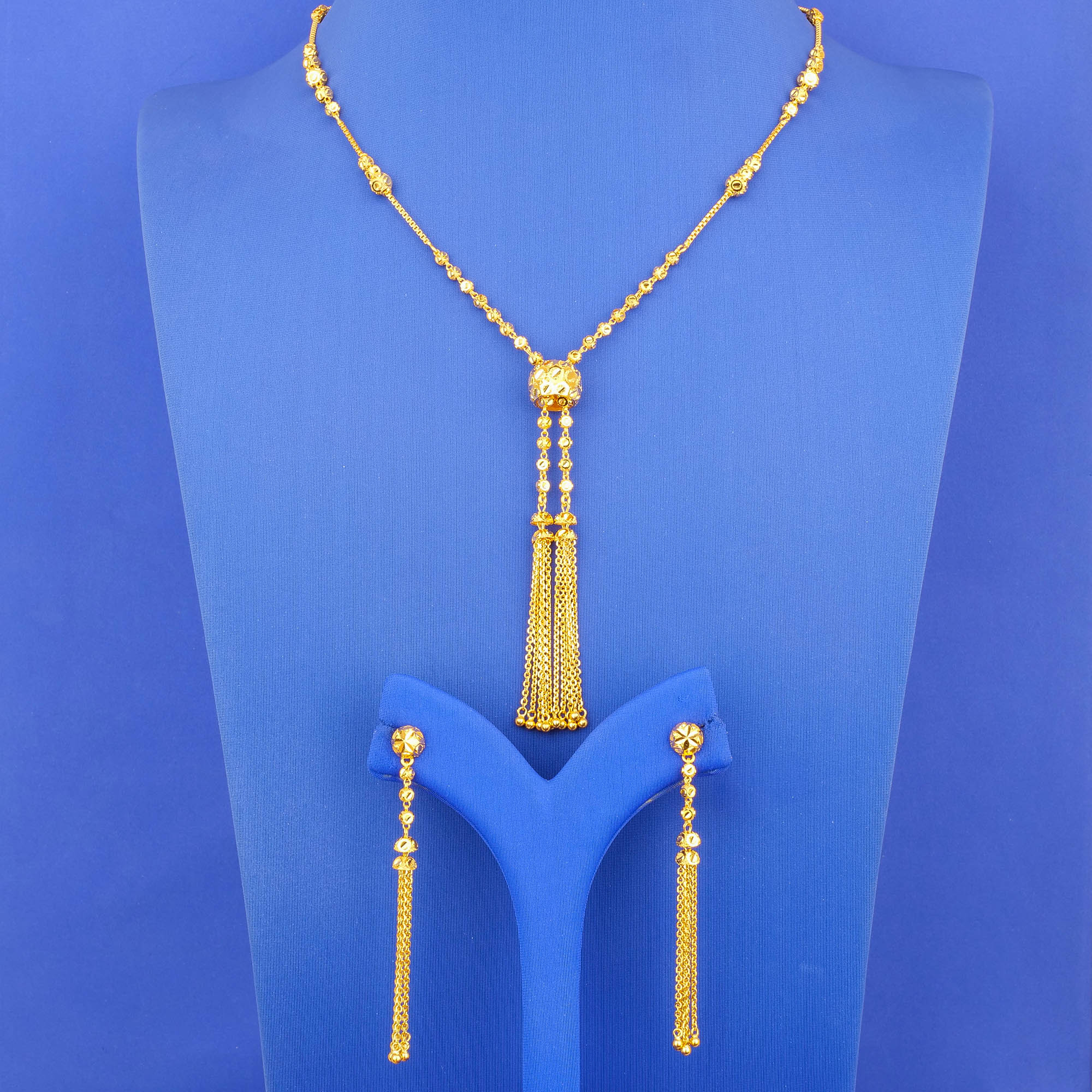 22K Gold Necklace Earring Set