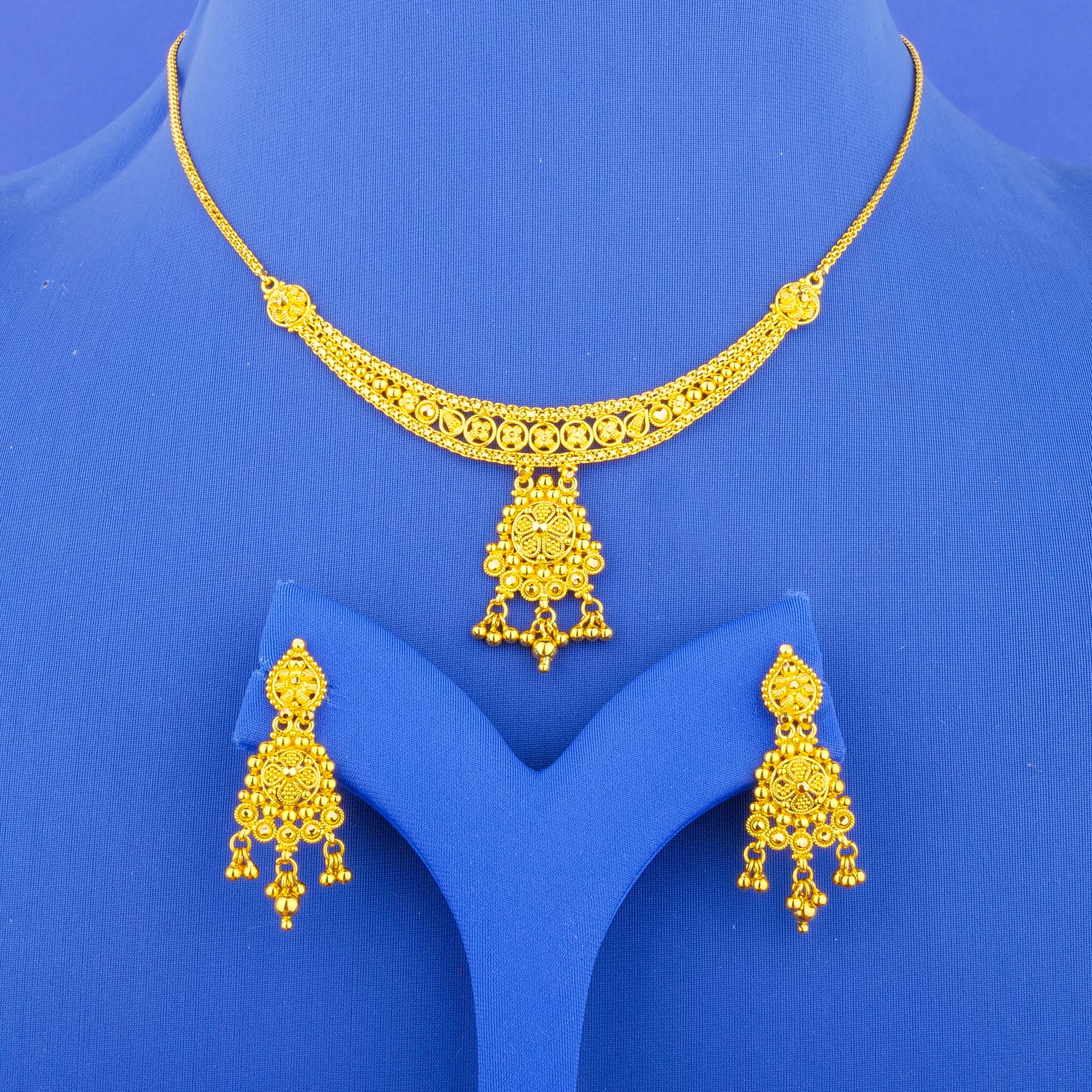 22K Gold Necklace Earring Set