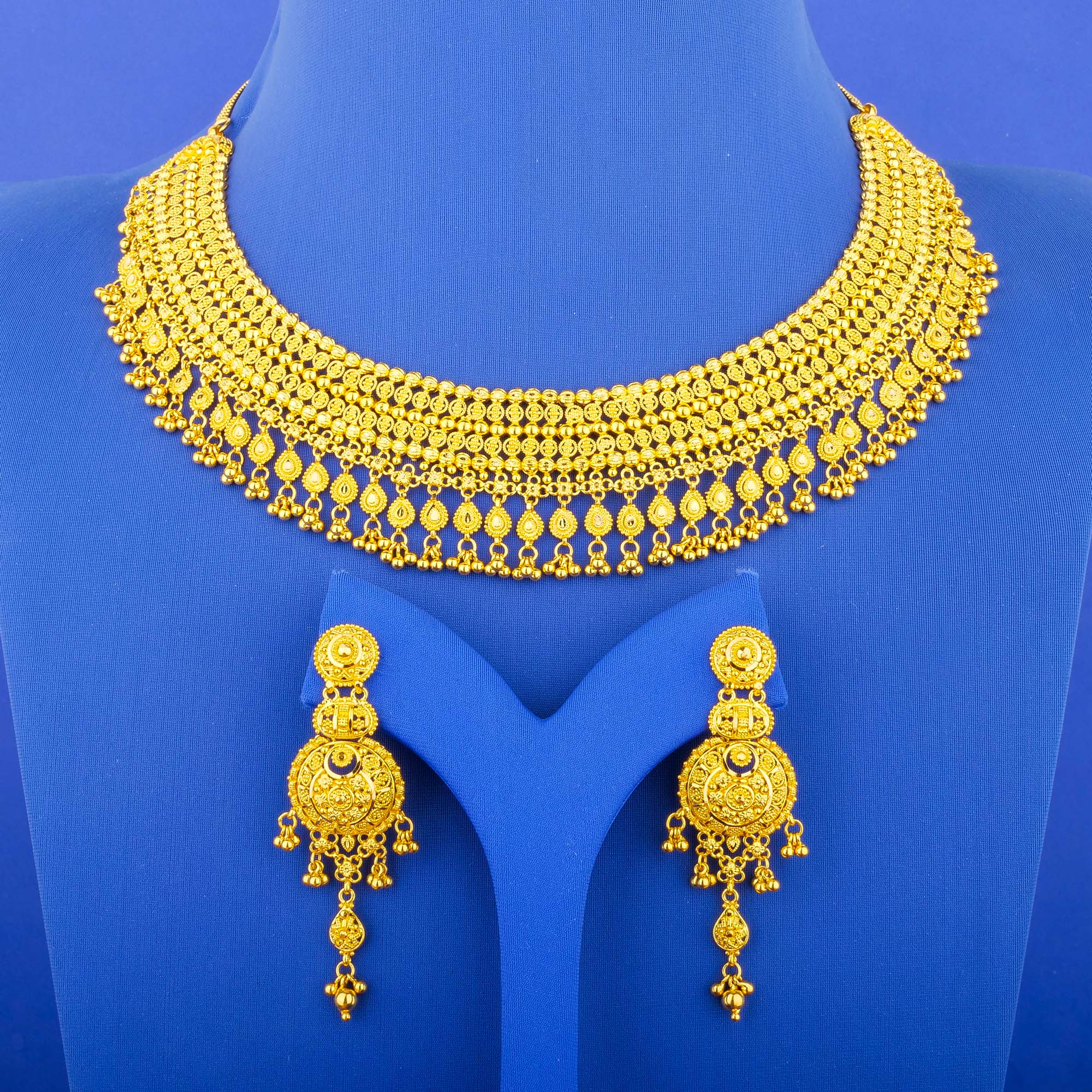 22K Gold Necklace Earring Set