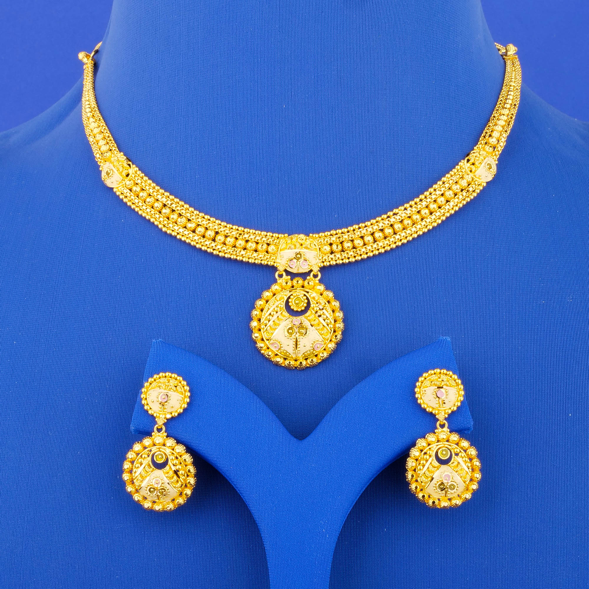 22K Minakari Gold Necklace Earring Set