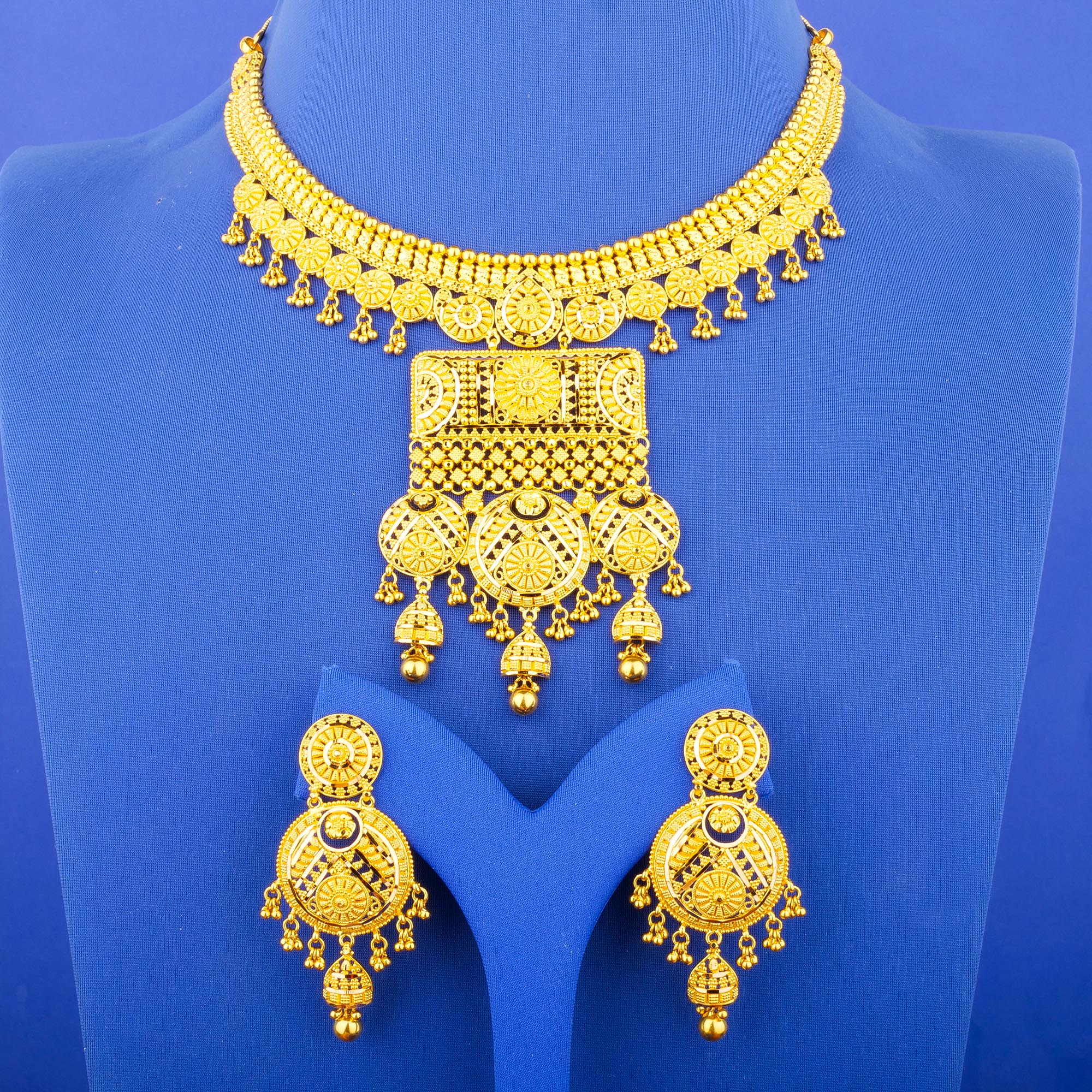 22K Gold Necklace Earring Set