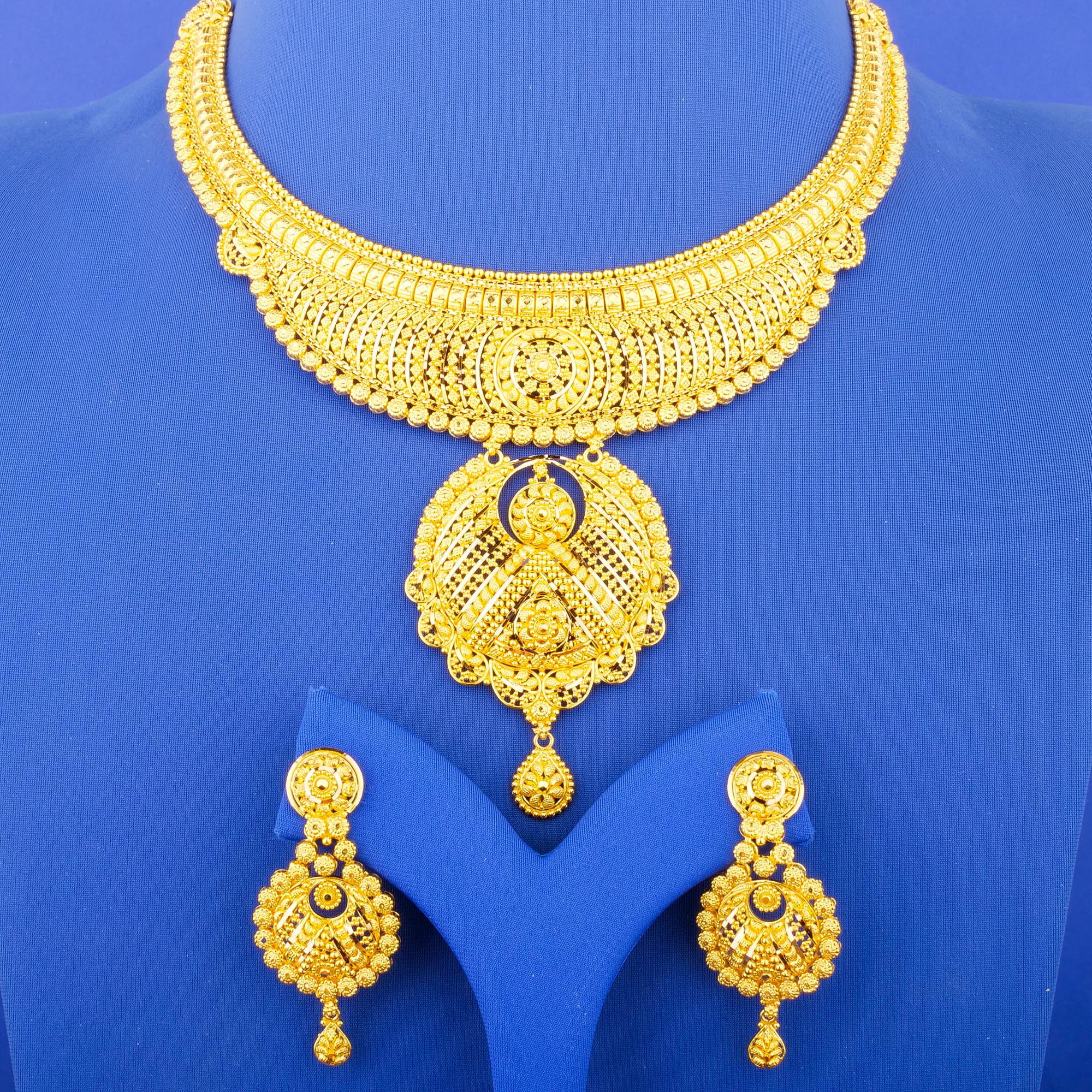 22K Gold Necklace Earring Set