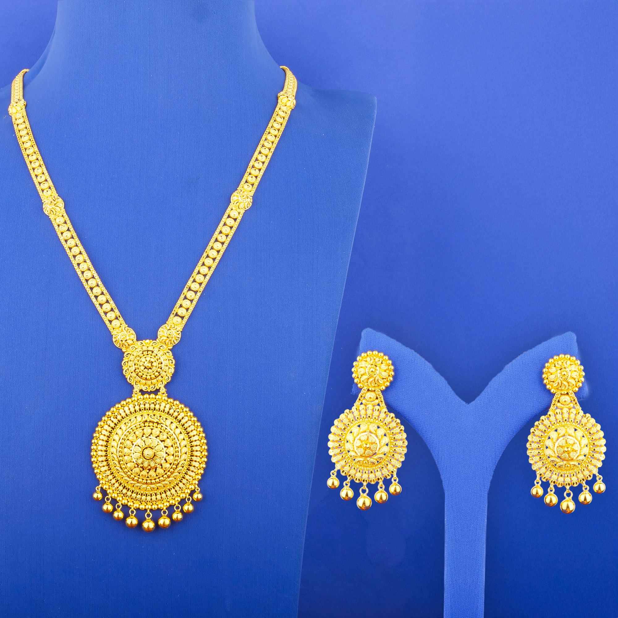 22K Gold Necklace Earring Set (L)