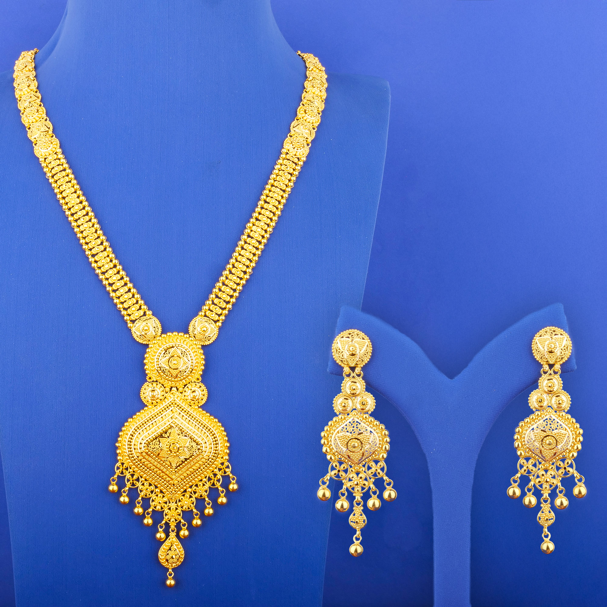 22K Gold Necklace Earring Set (L)