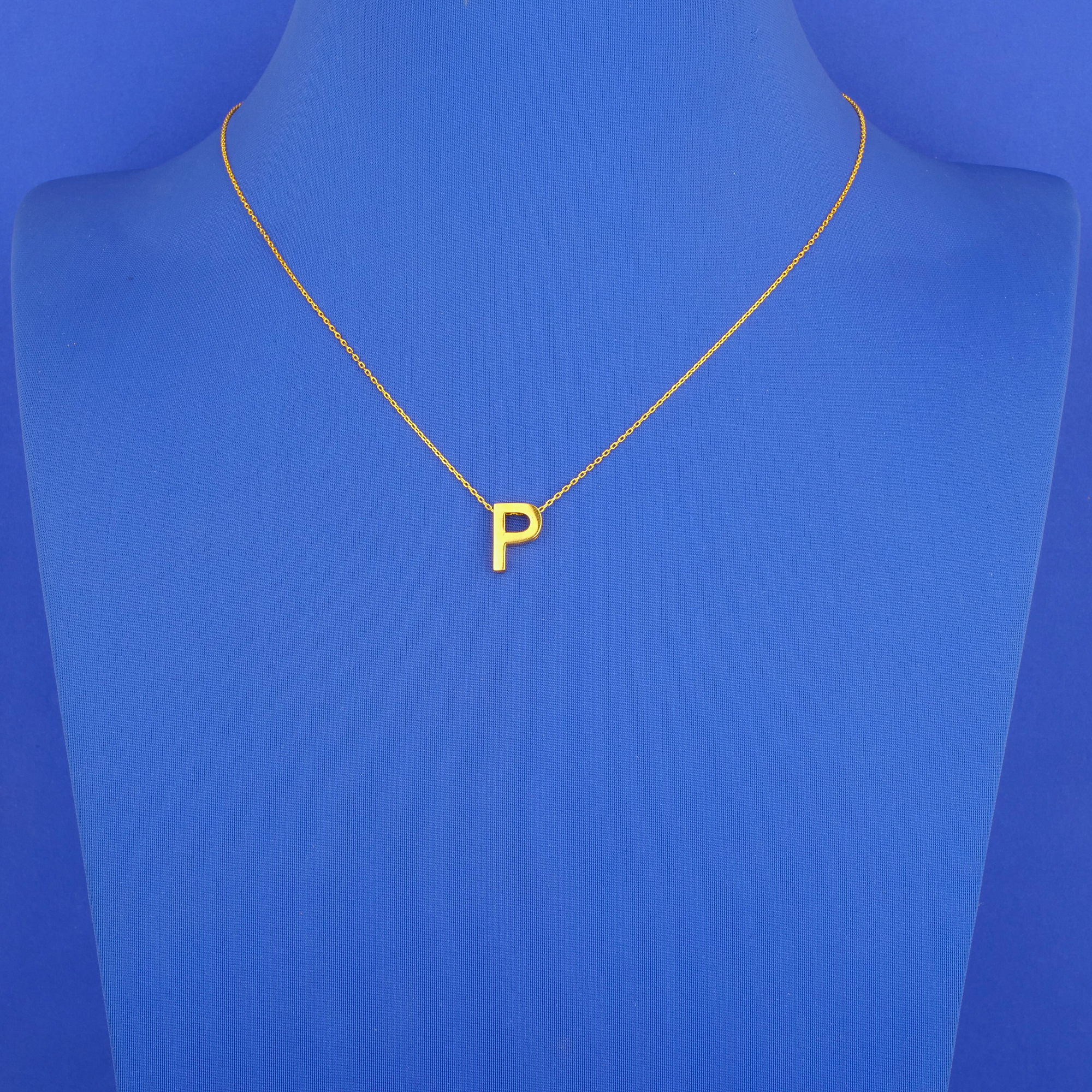 22K Gold 'P' Necklace