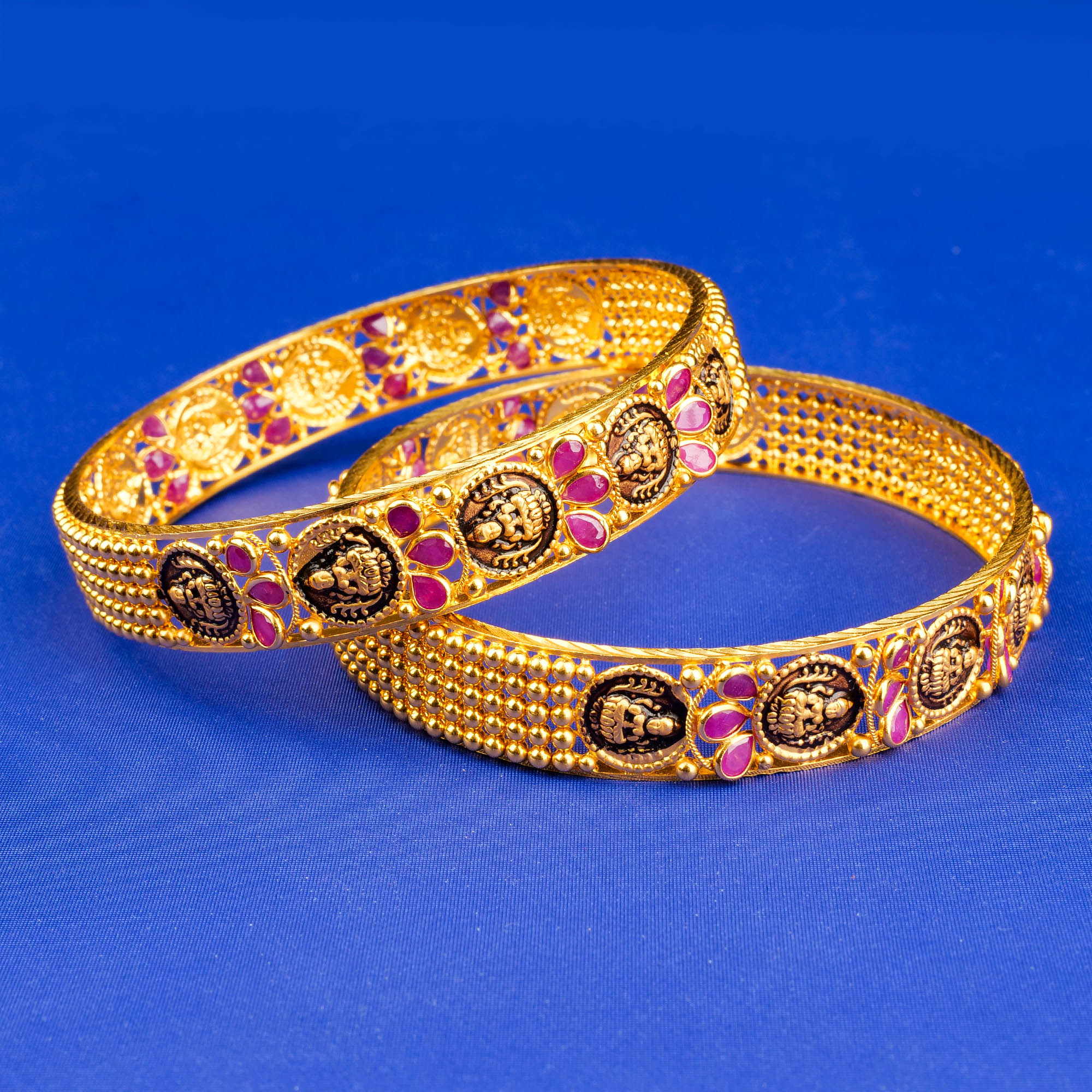 22K Gold Laxmi Ruby Bangles