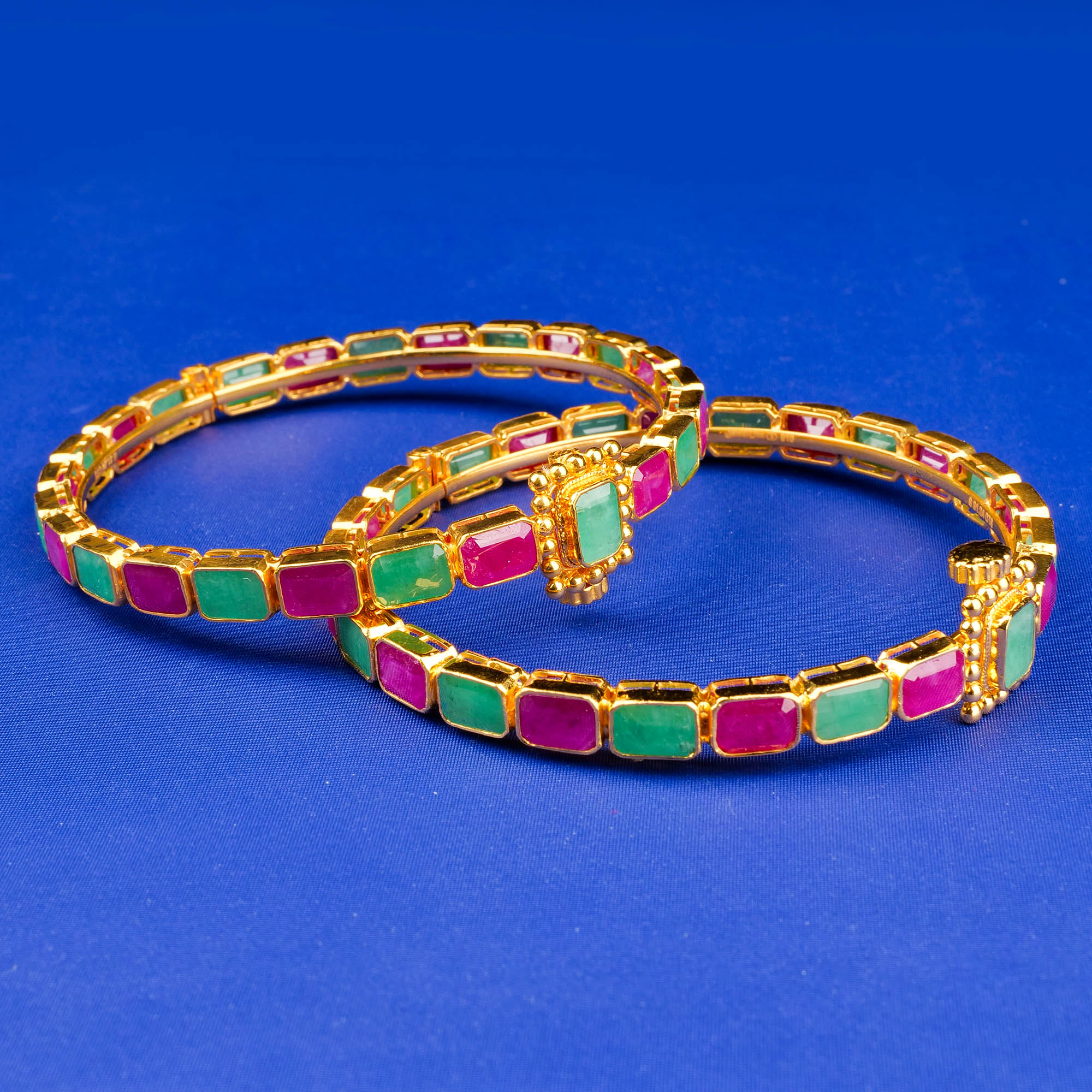 22K Gold Ruby & Emerald Bangle