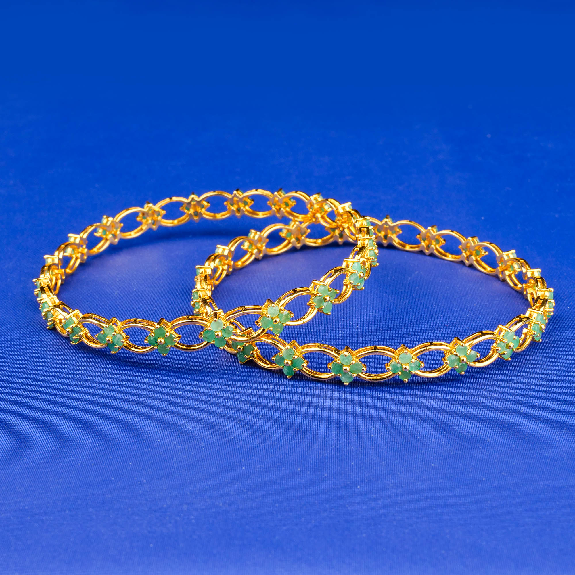 22K Gold Emerald Bangles