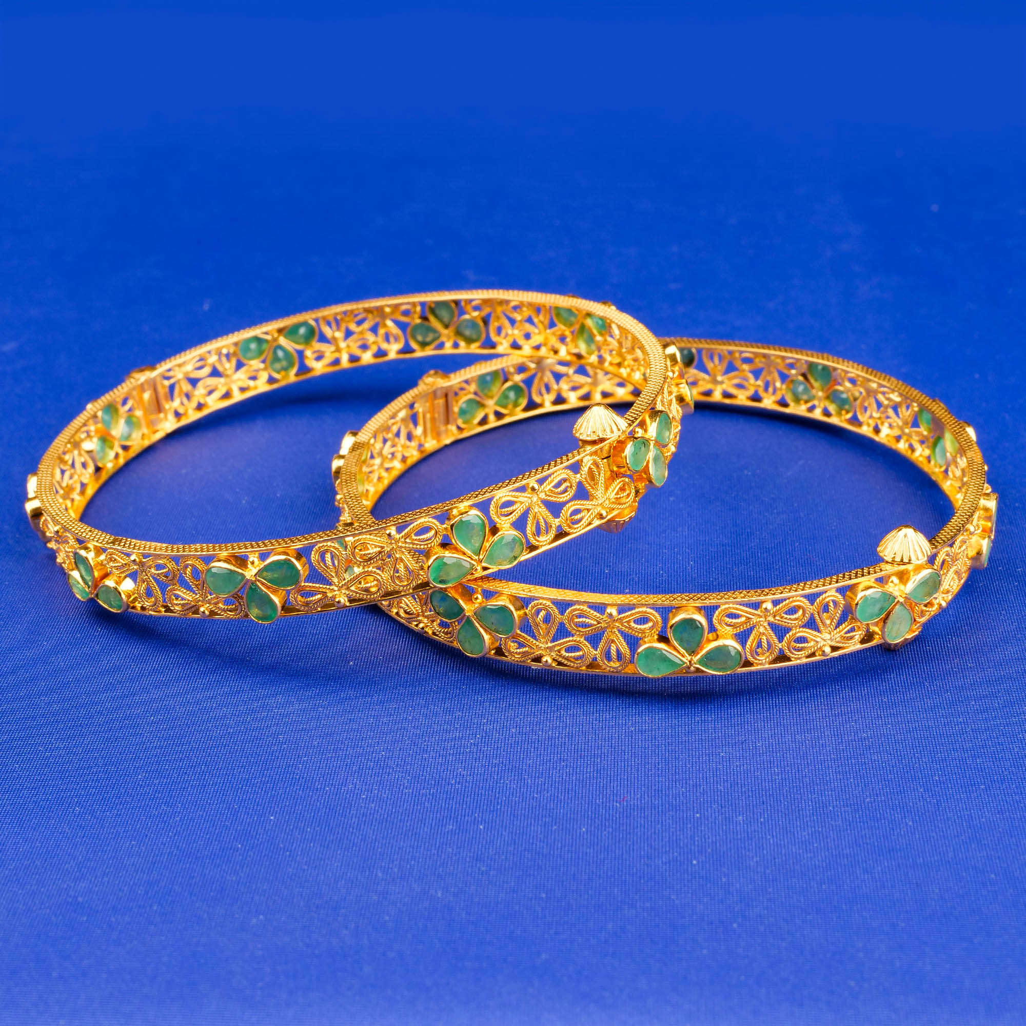 22K Gold Emerald Bangles