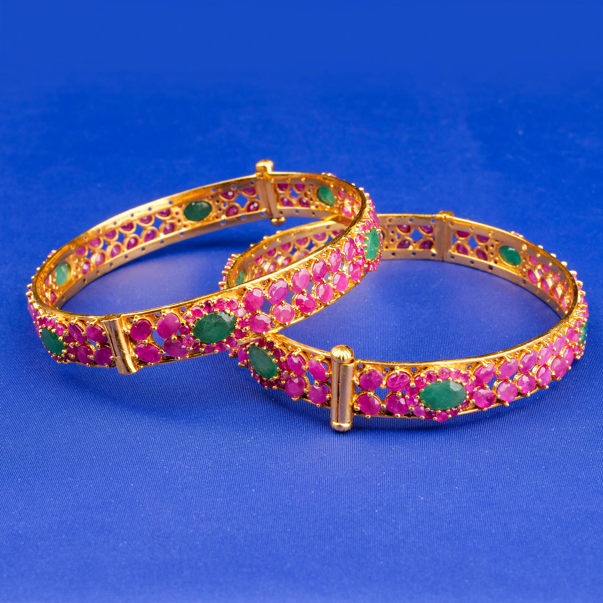 22K Gold Ruby Emerald Bangles