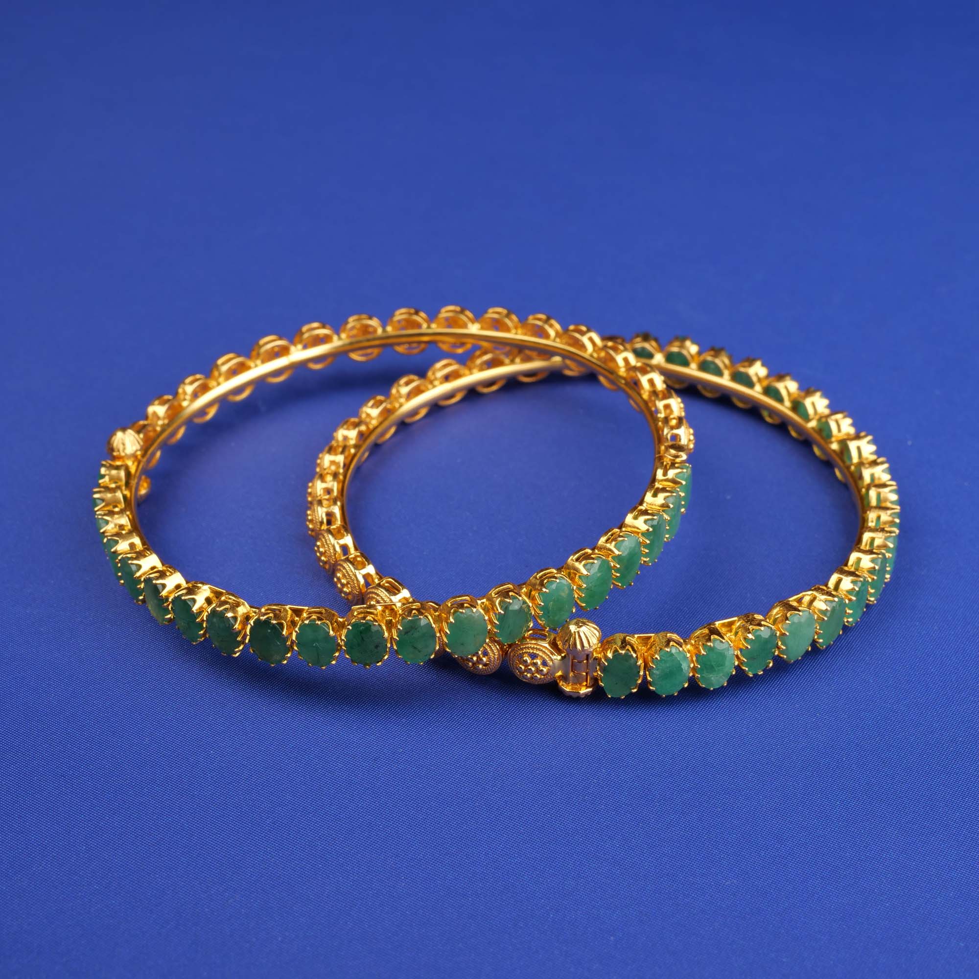 22K Gold Emerald Bangles