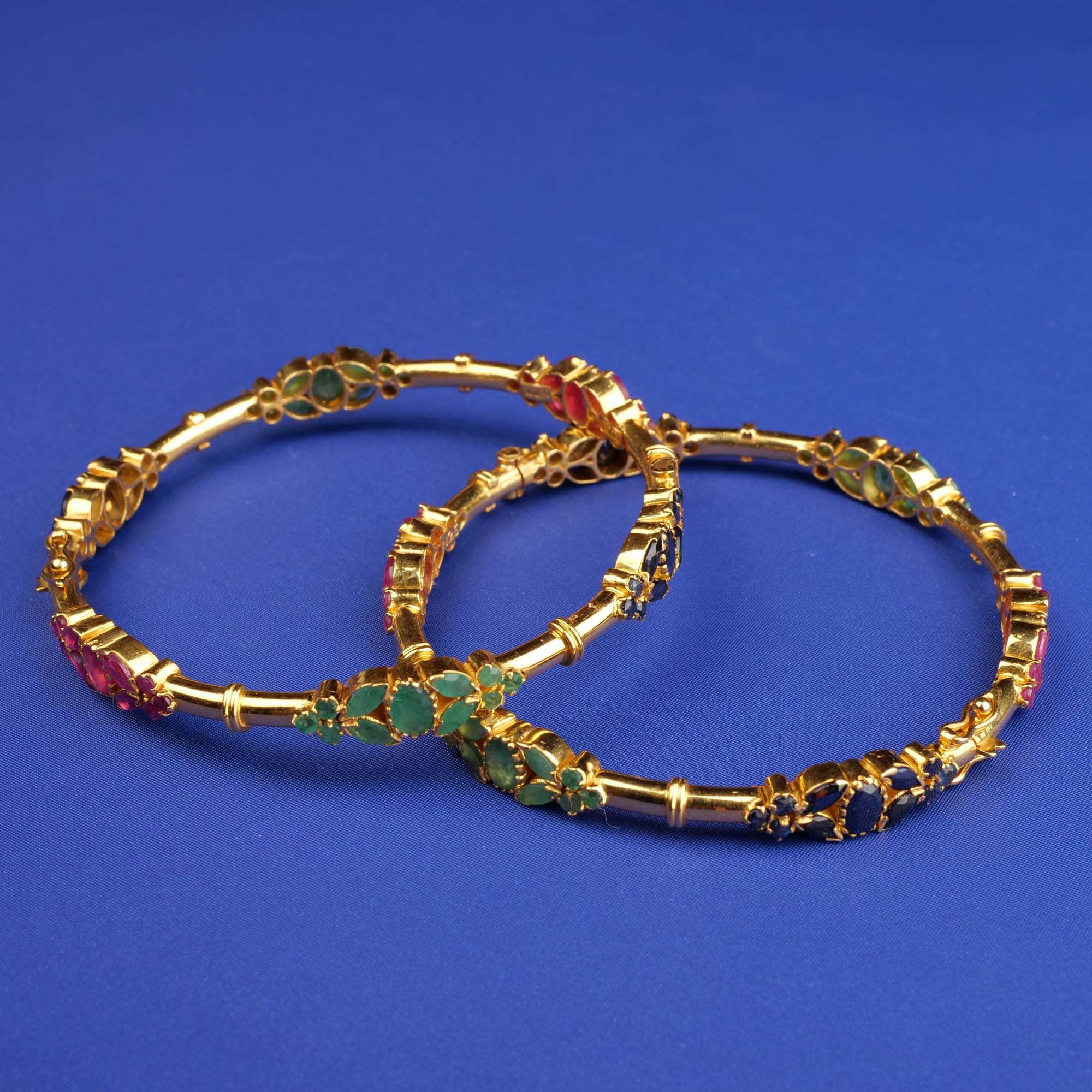 22K Ruby, Emerald, Sapphire Bangles