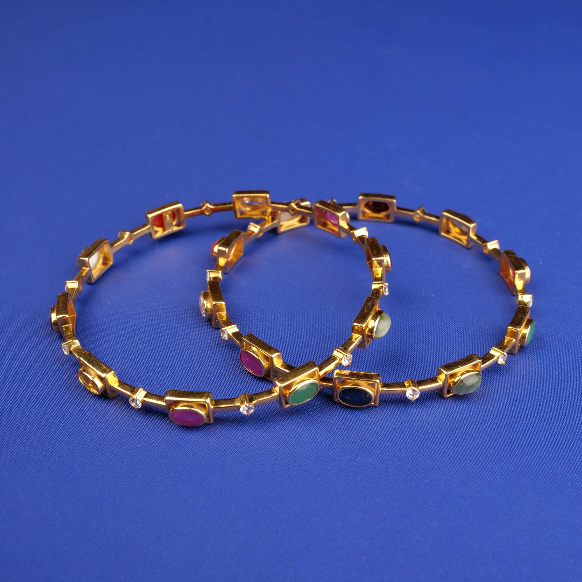 22K Navratna Stone Bangles