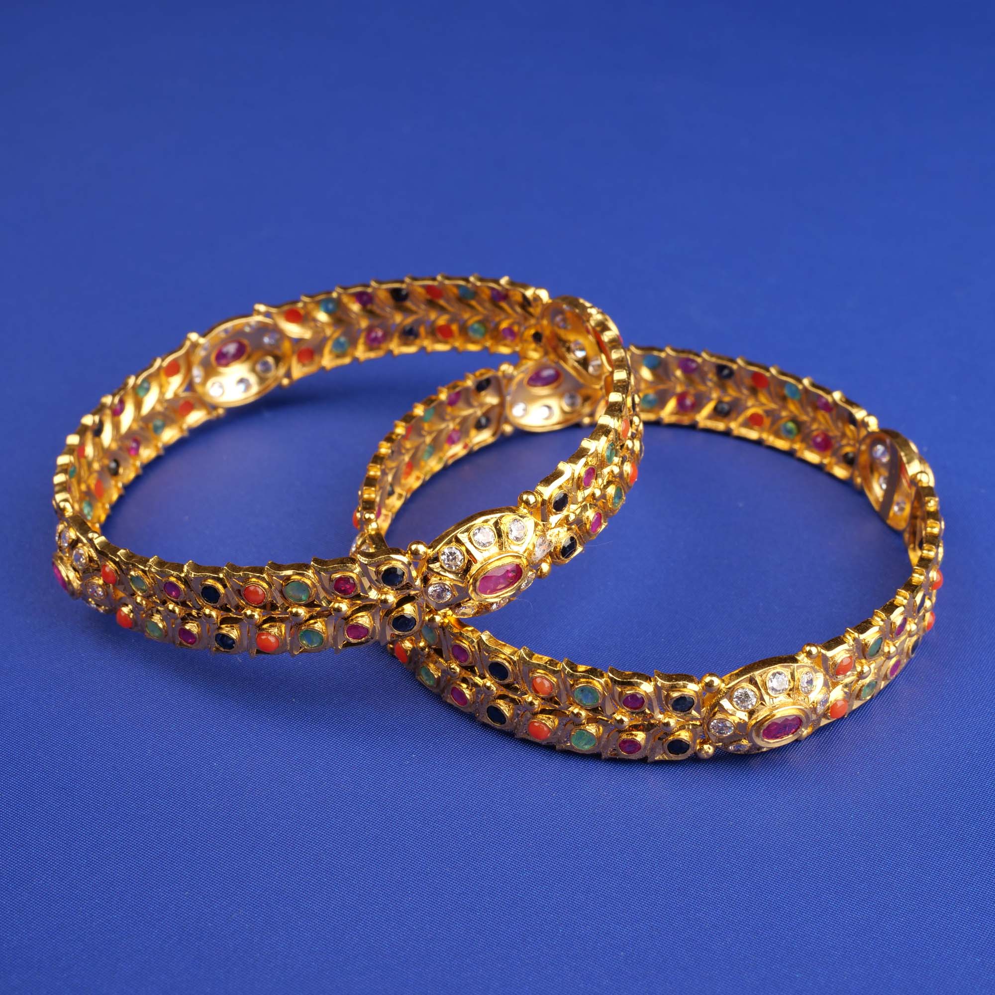 22K Navratna Stone Bangles