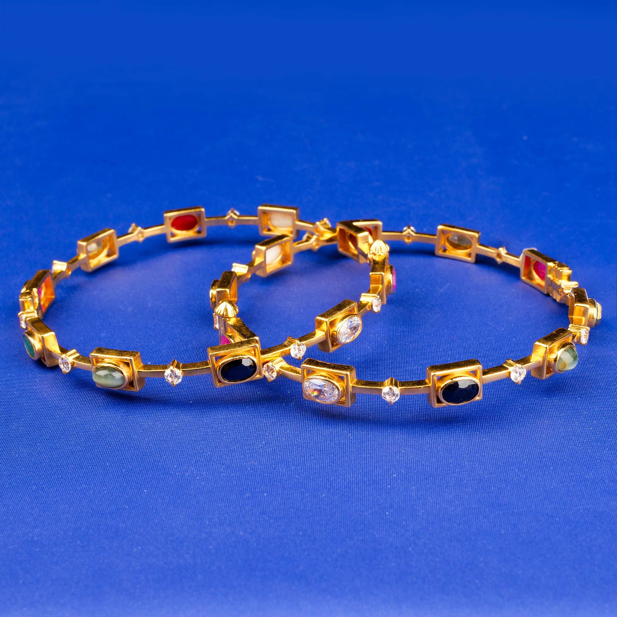 22K Navratna Stone Bangles