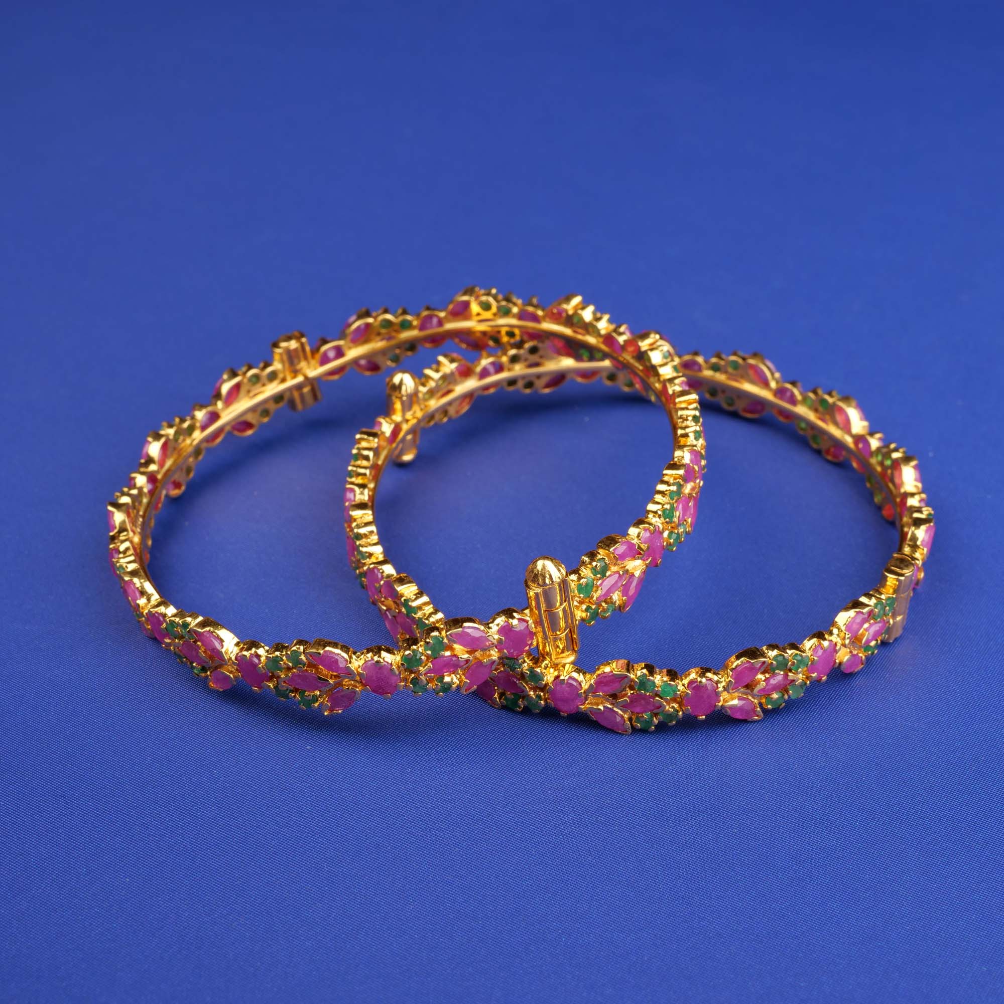 22K Gold Ruby Emerald Bangles