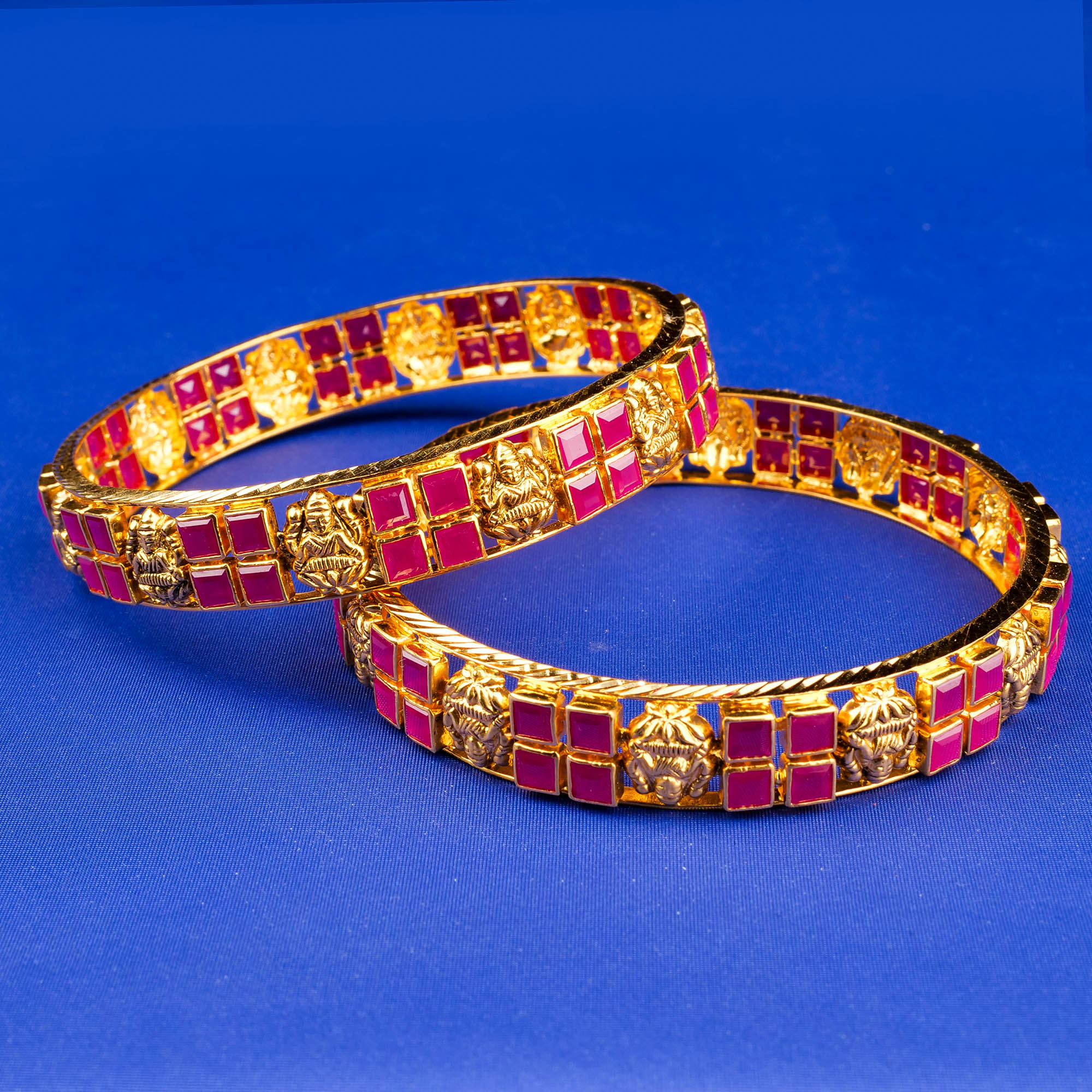 22K Gold 'Lakshmi' Ruby Bangles