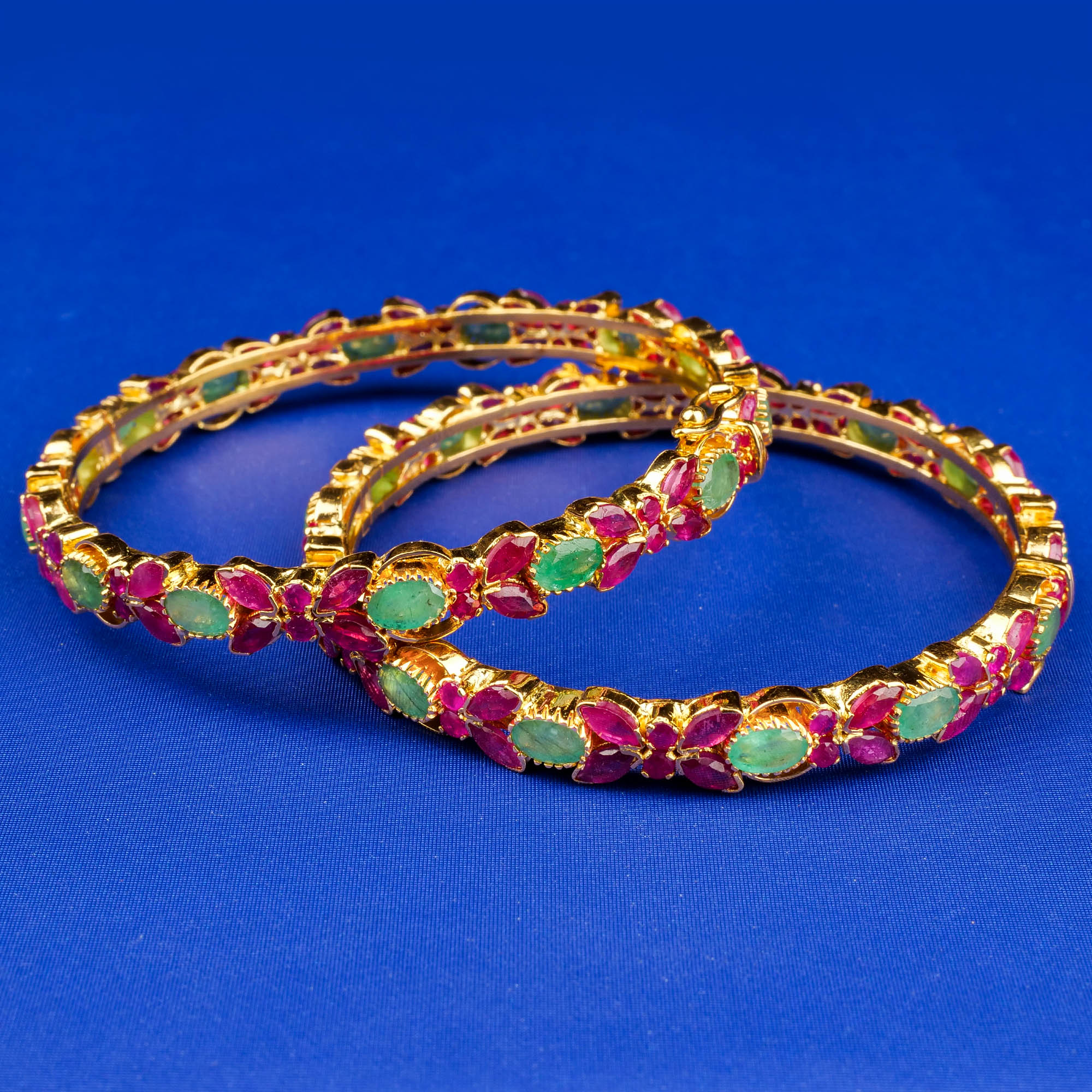 22K Gold Ruby Emerald Bangles