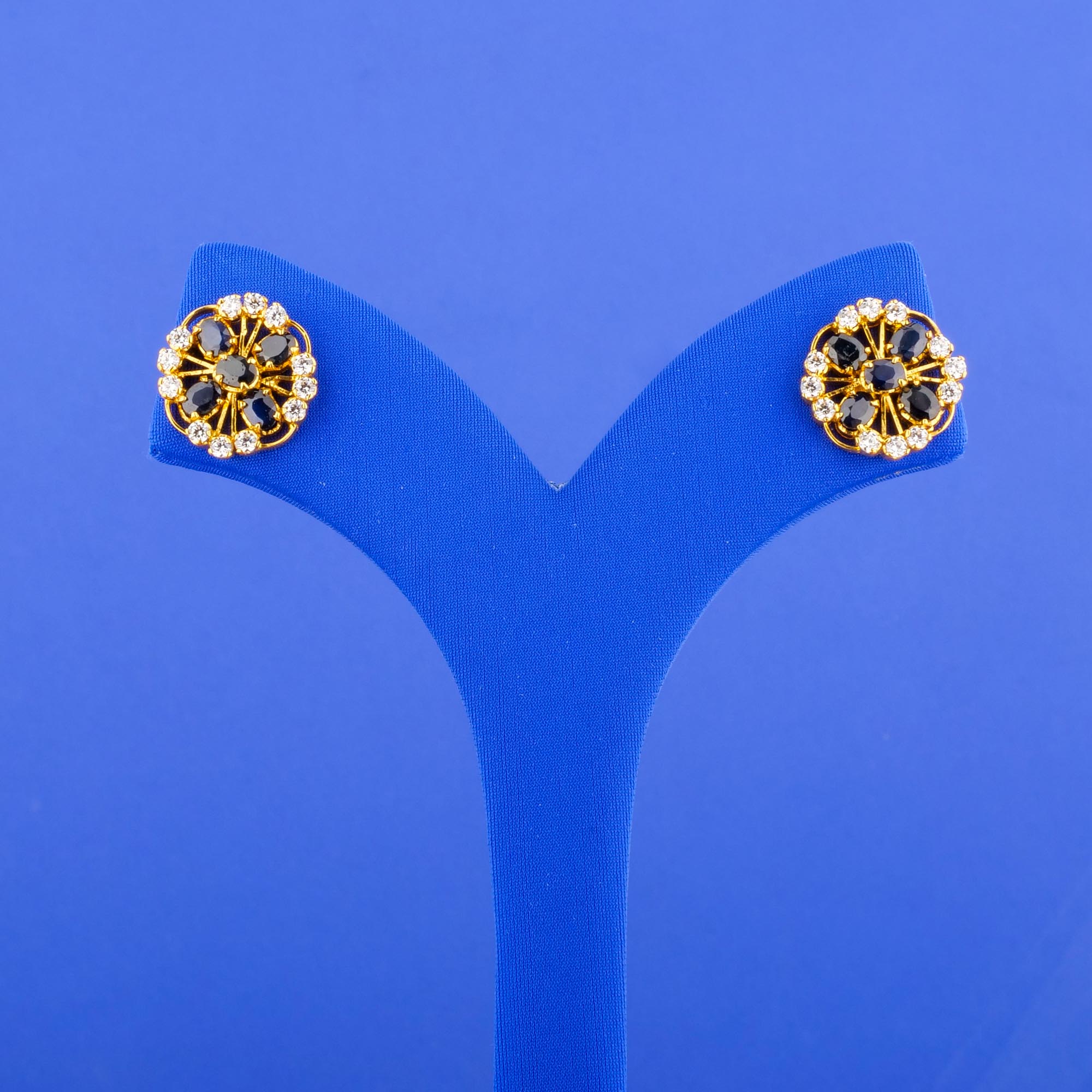 22K Gold Sapphire Cubic Zirconia Earrings