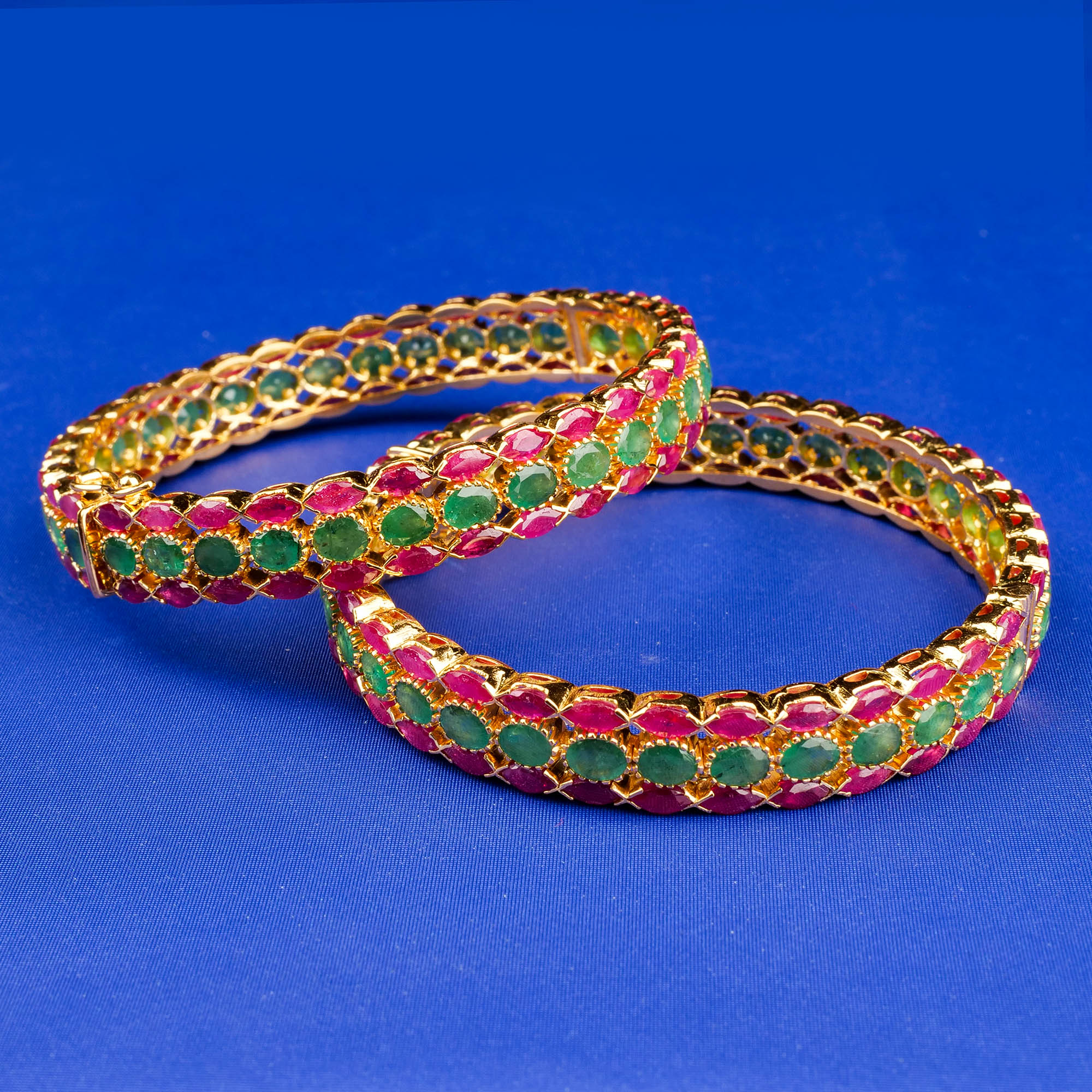 22K Gold Ruby Emerald Bangles